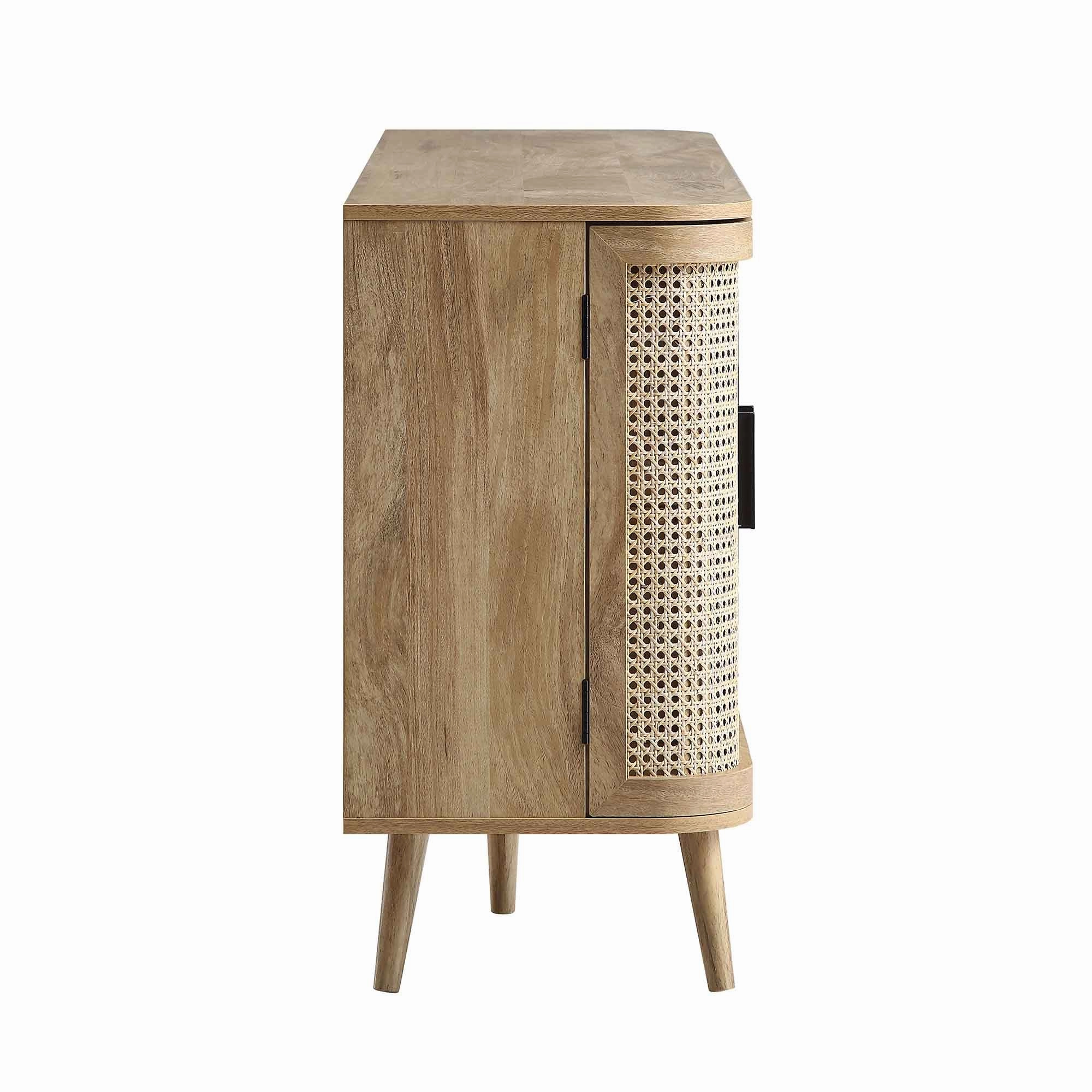 Izzy Curved Rattan Large 3-Door Sideboard, Natural