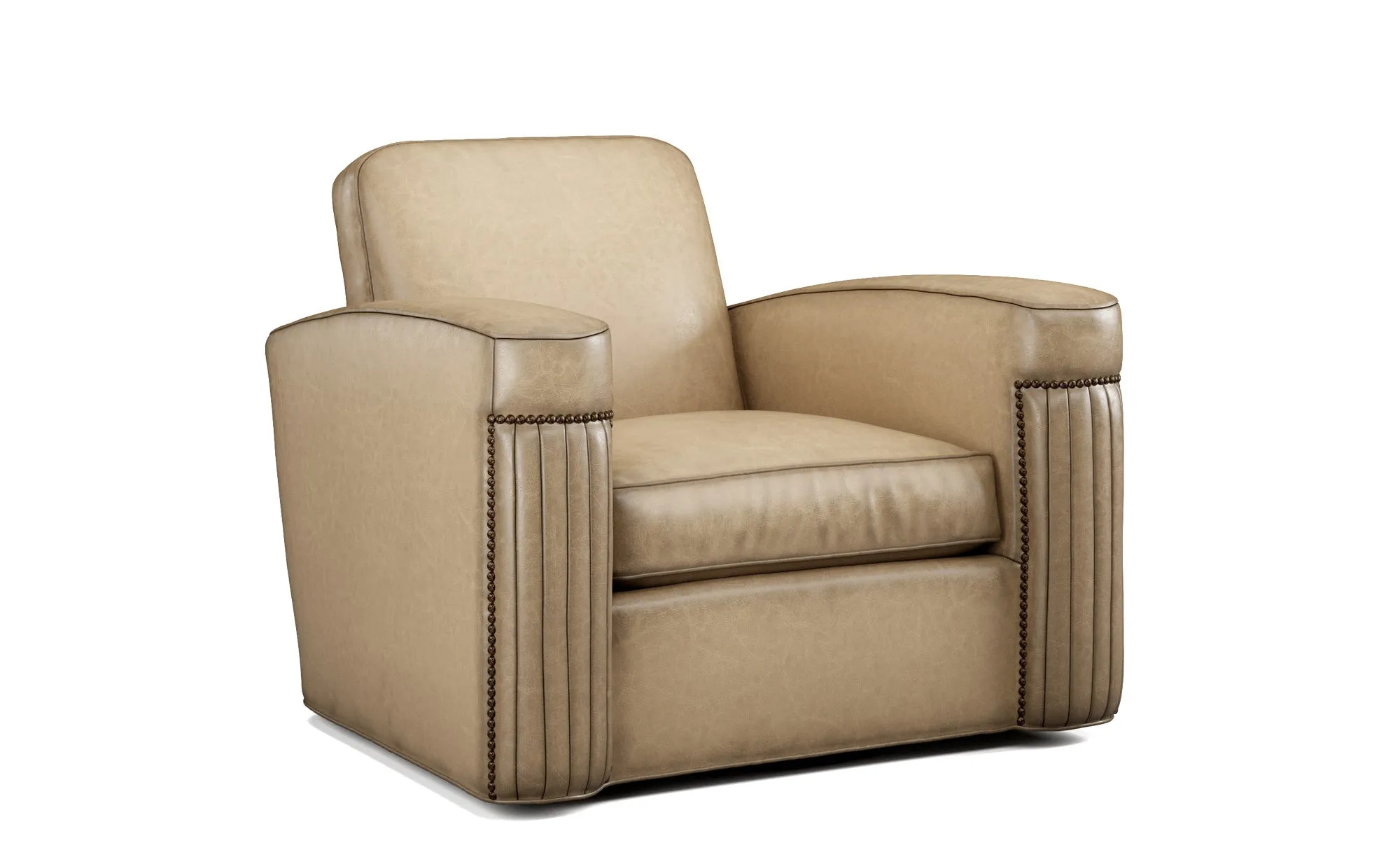 Jacques Rustic Leather Sofa with Elegant Nailhead Trim