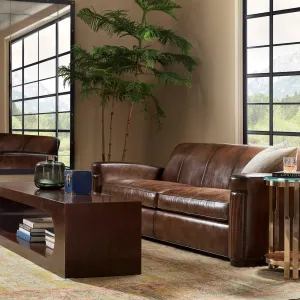 Jacques Rustic Leather Sofa with Elegant Nailhead Trim gaming chair, computer chair