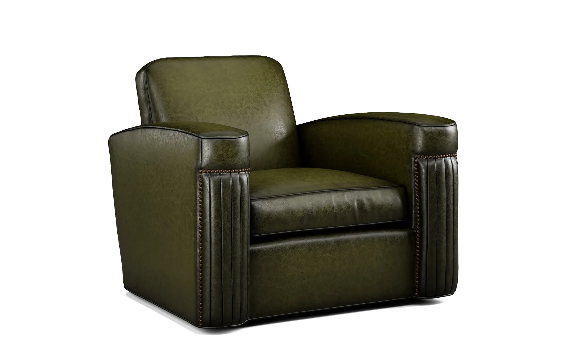 Jacques Rustic Leather Sofa with Elegant Nailhead Trim