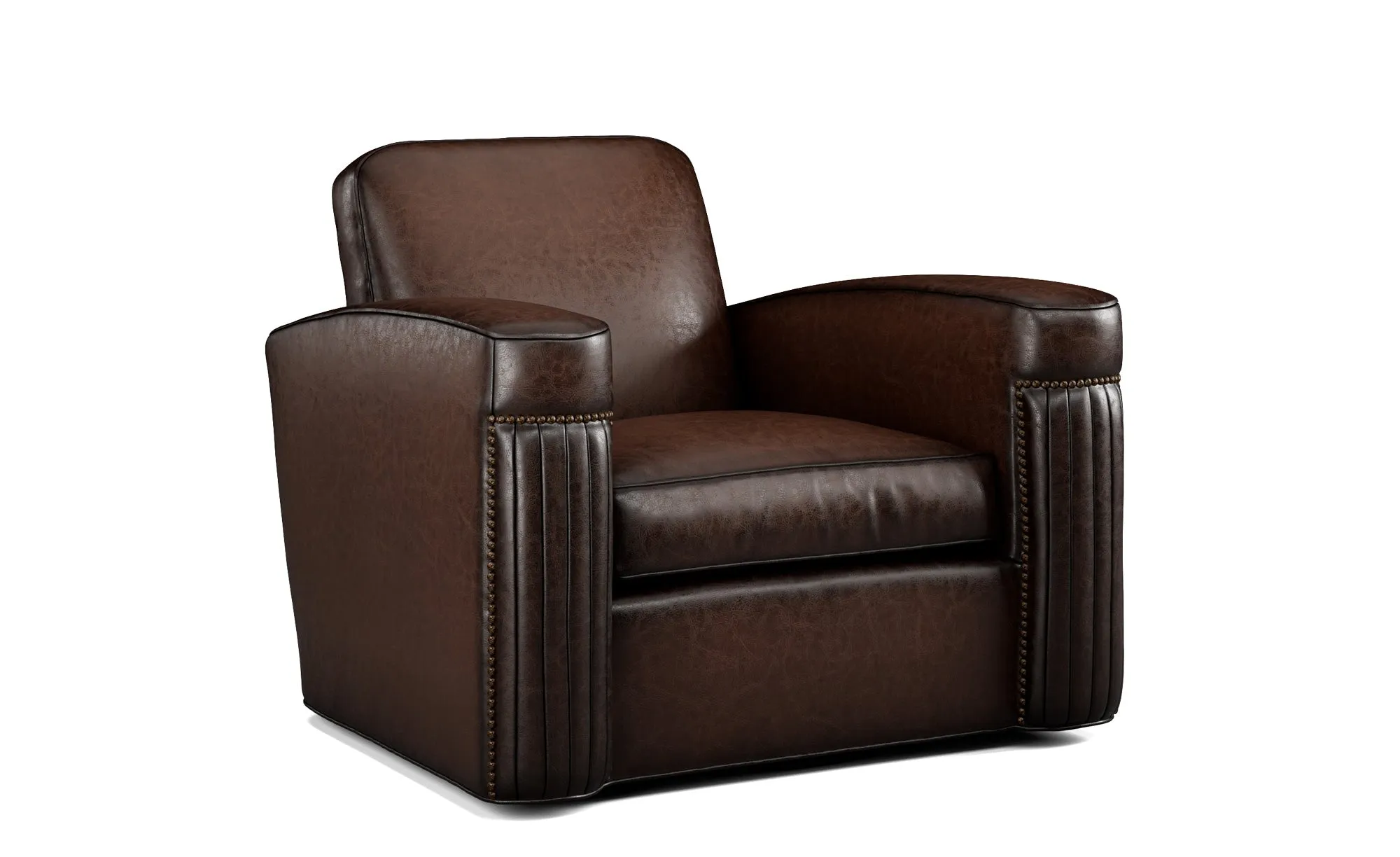Jacques Rustic Leather Sofa with Elegant Nailhead Trim