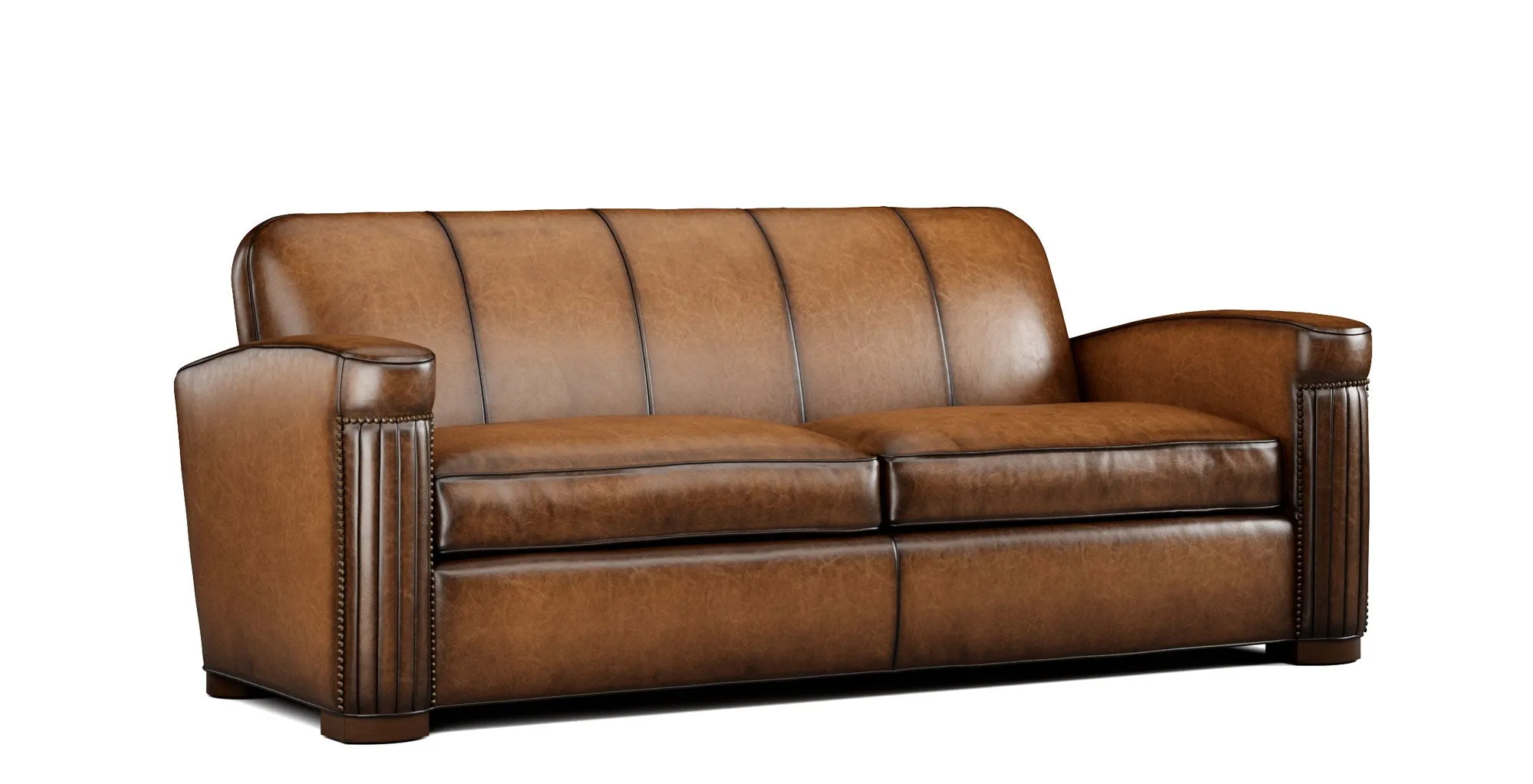 Jacques Rustic Leather Sofa with Elegant Nailhead Trim