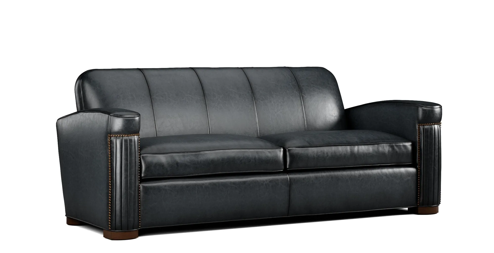 Jacques Rustic Leather Sofa with Elegant Nailhead Trim