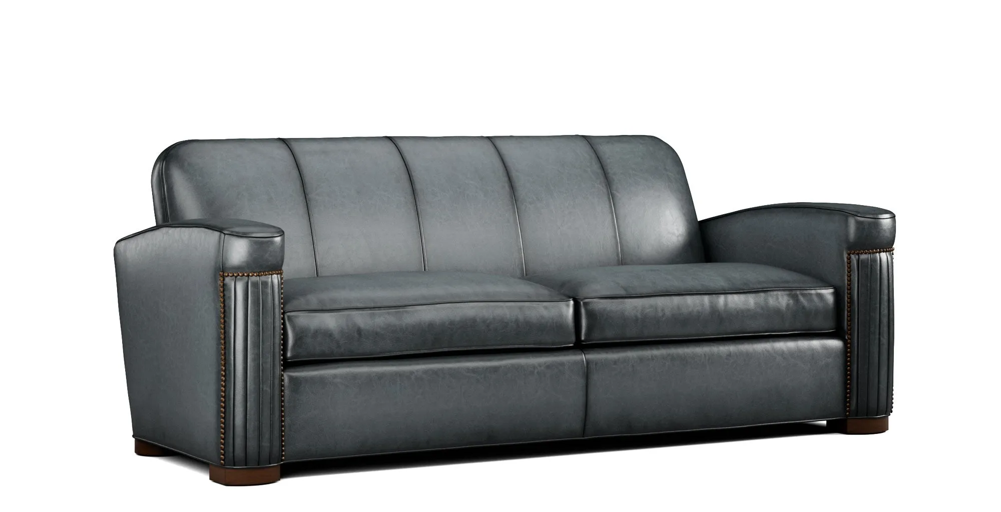 Jacques Rustic Leather Sofa with Elegant Nailhead Trim