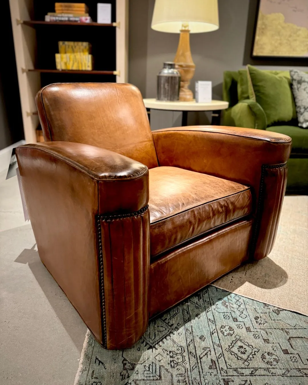 Jacques Rustic Leather Swivel Chair