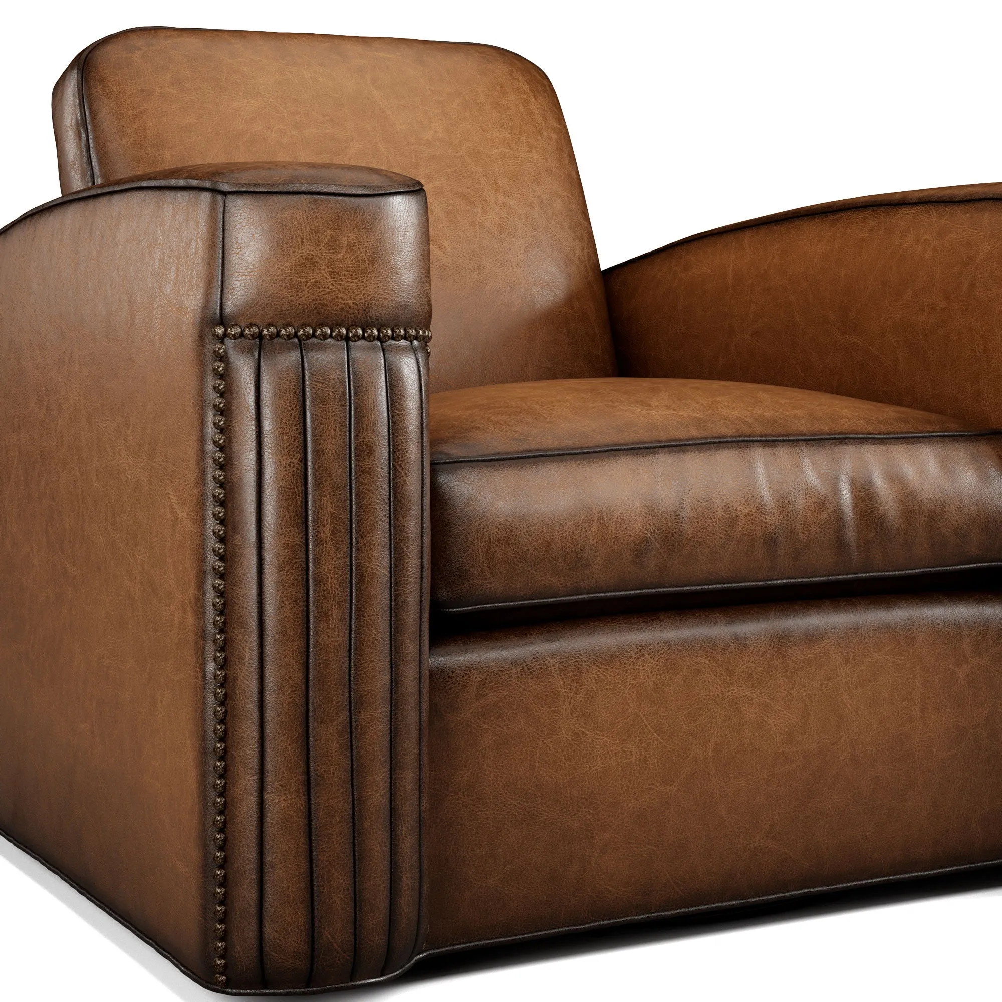 Jacques Rustic Leather Swivel Chair