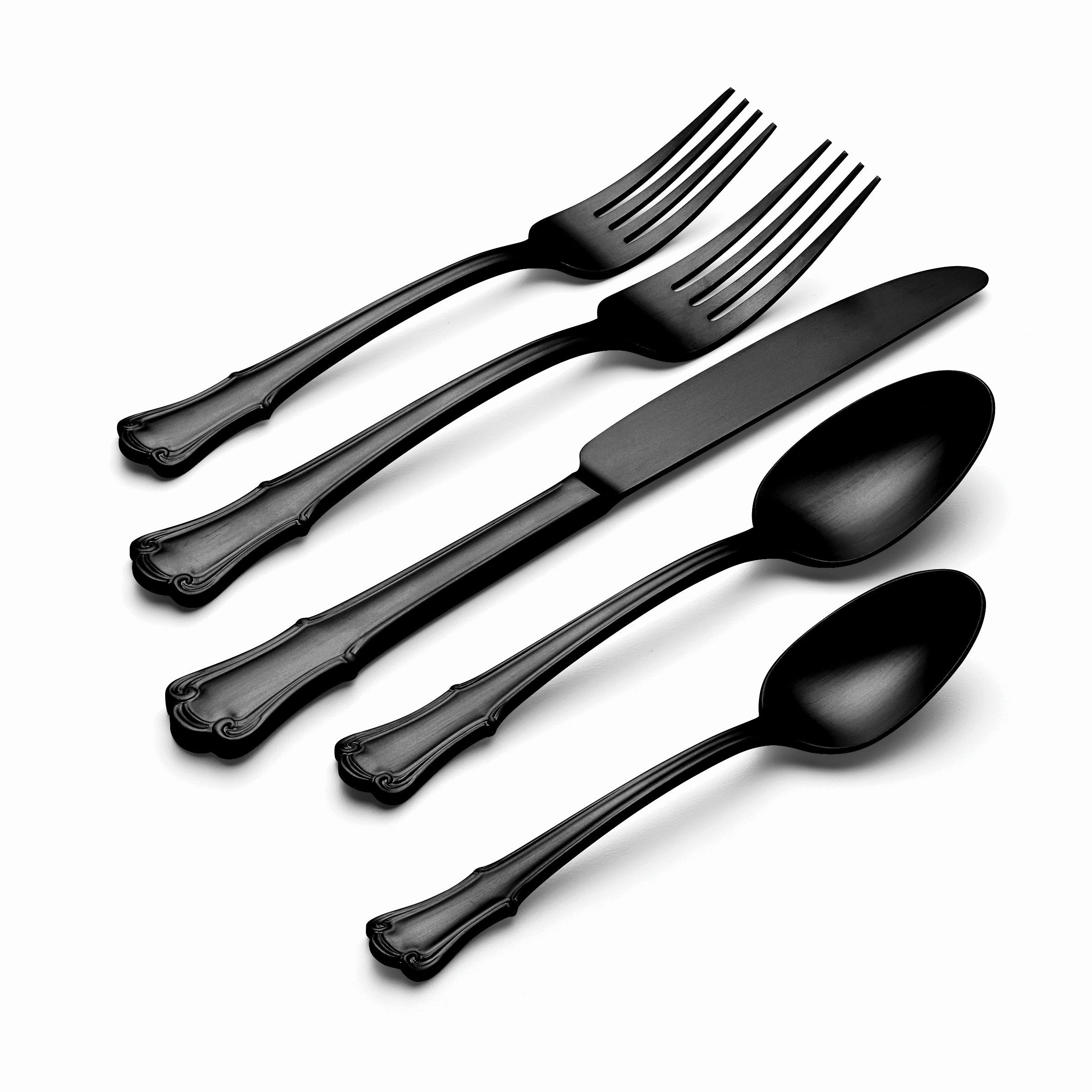 James Street Black Satin 20 Piece Flatware Set