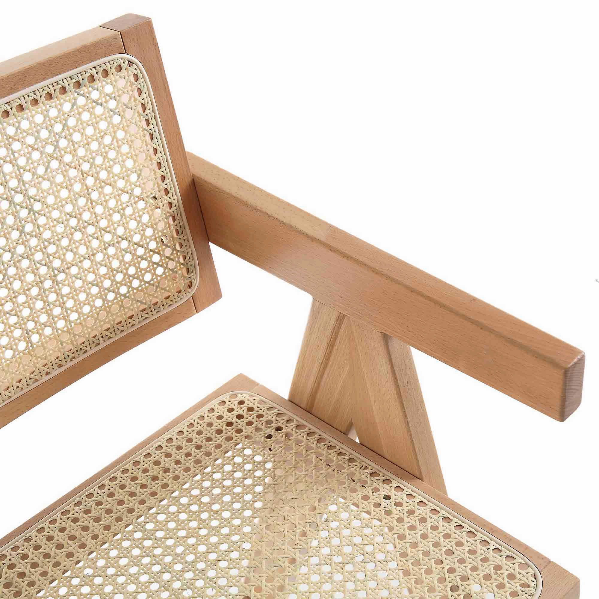 Jeanne Natural Colour Cane Rattan Solid Beech Wood Counter Stool