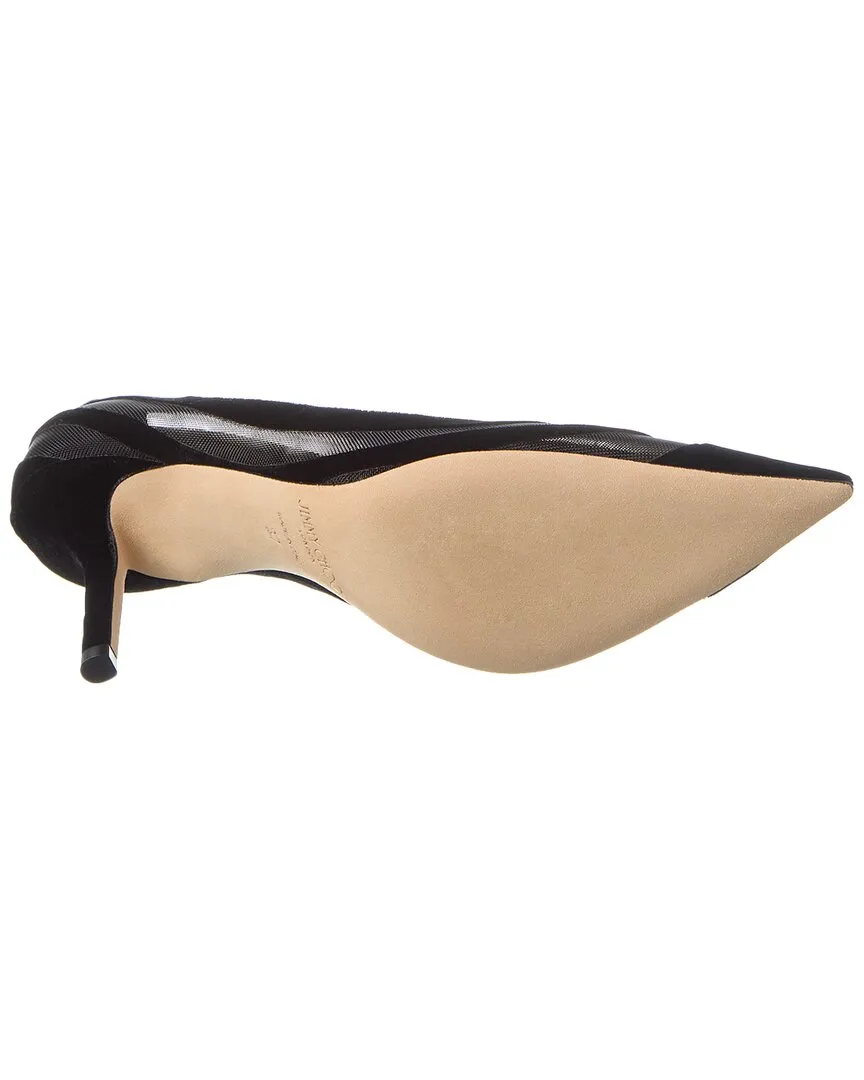 Jimmy Choo Love 85 Flocked Velvet & Mesh Pump Shoes_Jimmy-Choo