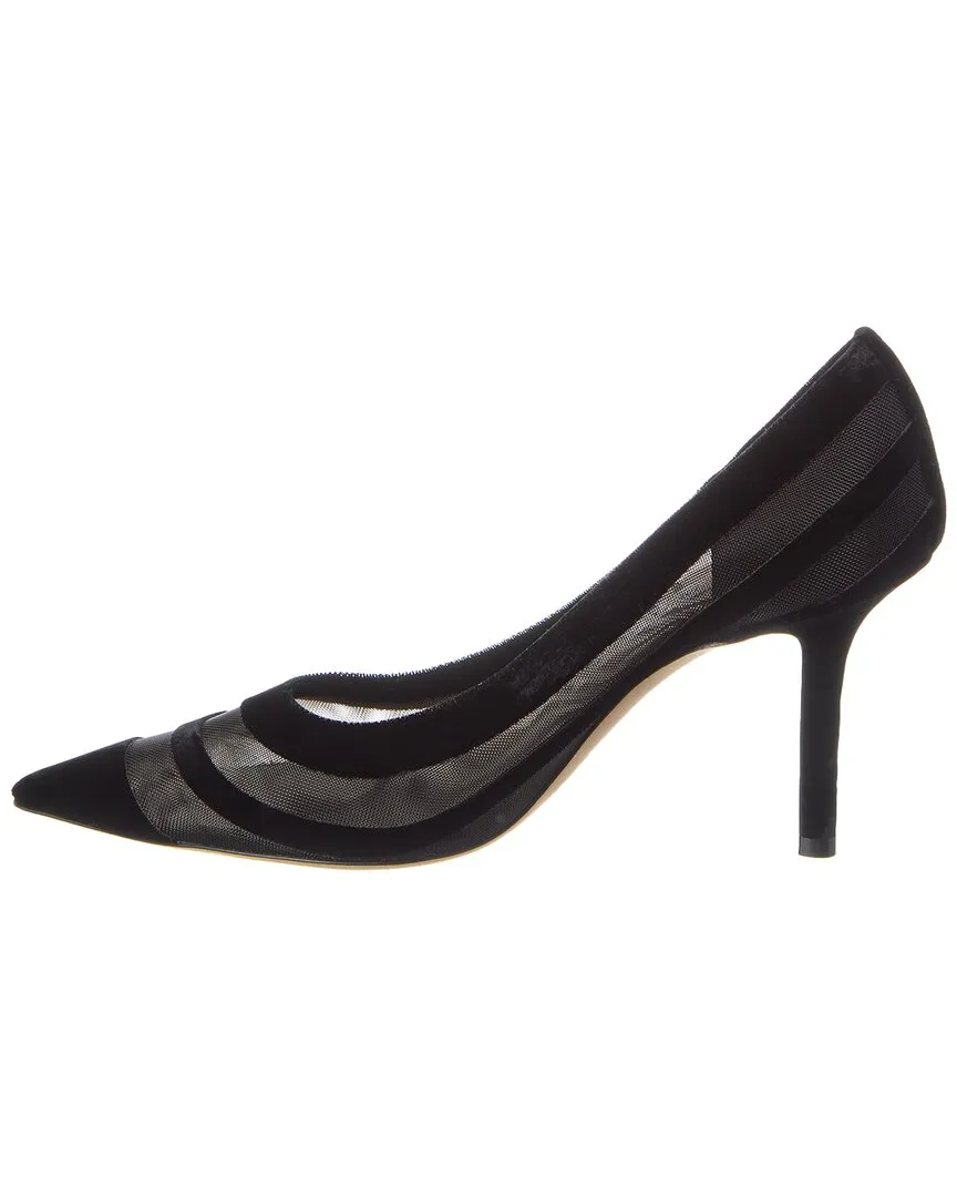 Jimmy Choo Love 85 Flocked Velvet & Mesh Pump Shoes_Jimmy-Choo