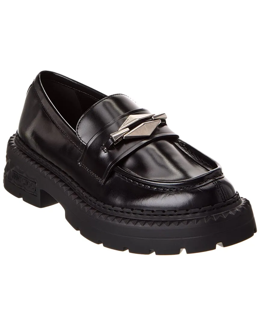 Jimmy Choo Marlow Diamond/F Leather Loafer Shoes_Jimmy-Choo