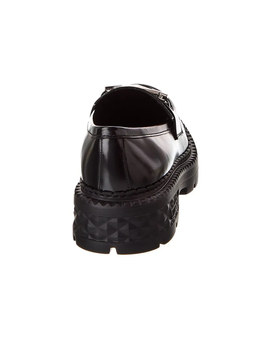 Jimmy Choo Marlow Diamond/F Leather Loafer Shoes_Jimmy-Choo