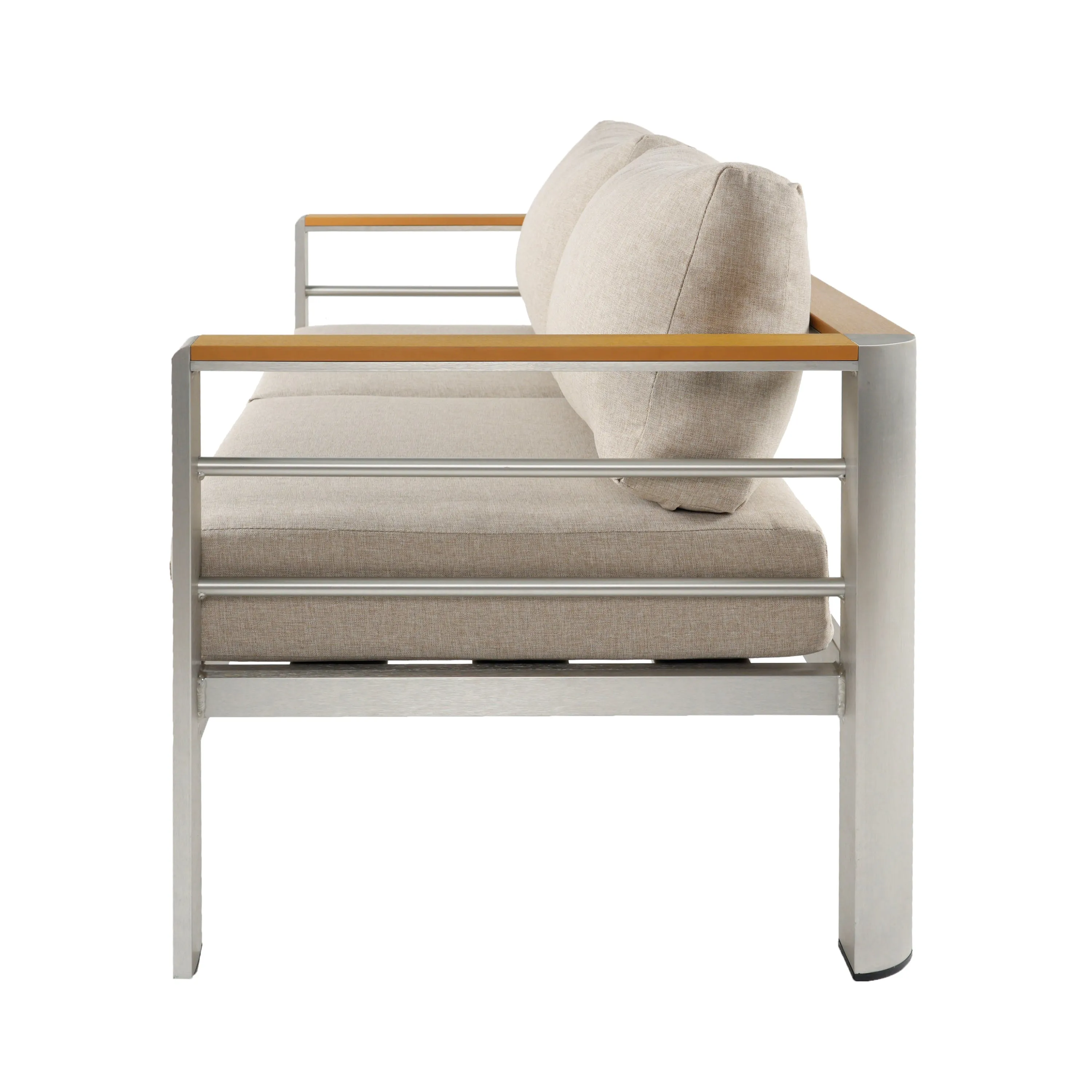 Jorsans Aluminum Outdoor Patio Loveseat with Beige Cushions