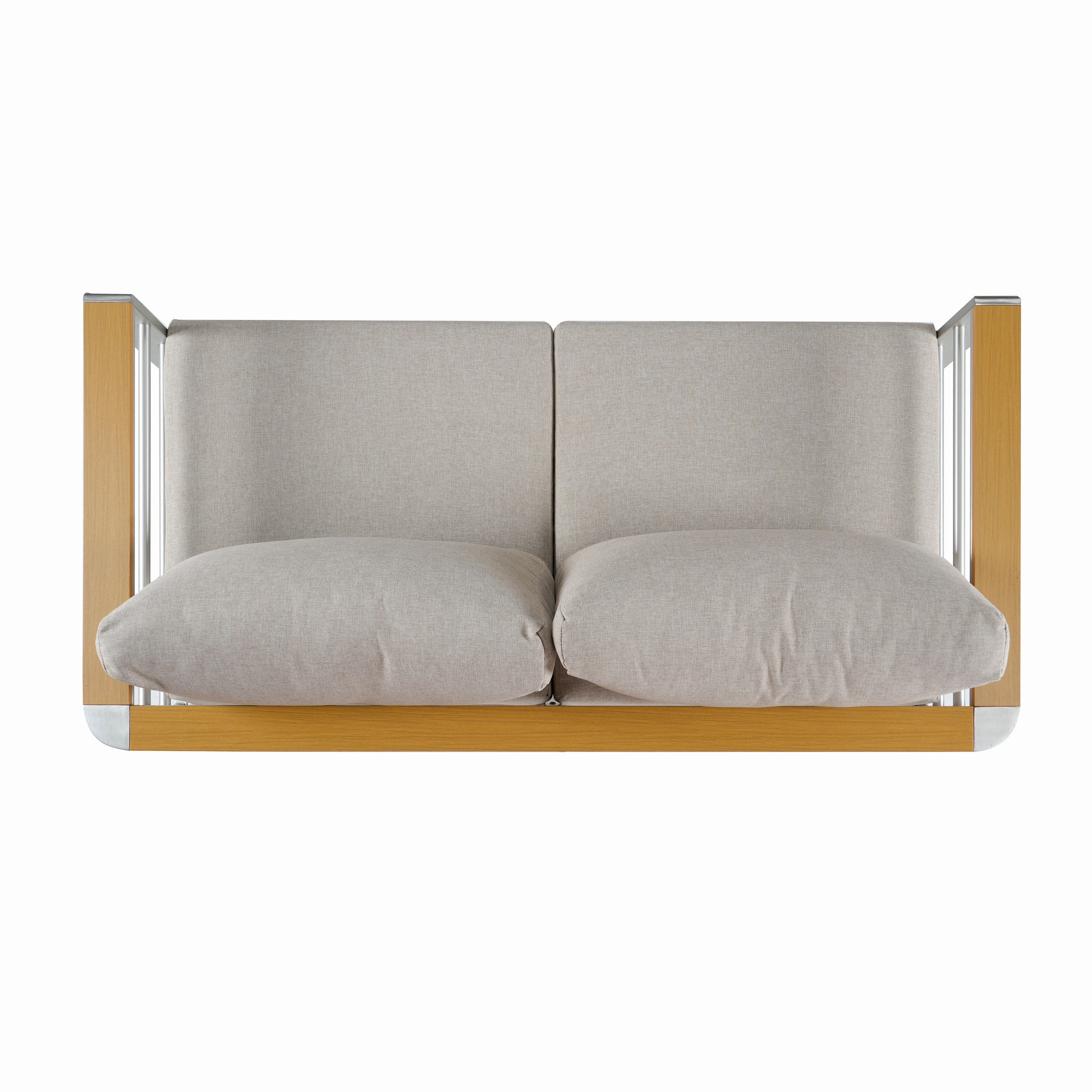 Jorsans Aluminum Outdoor Patio Loveseat with Beige Cushions