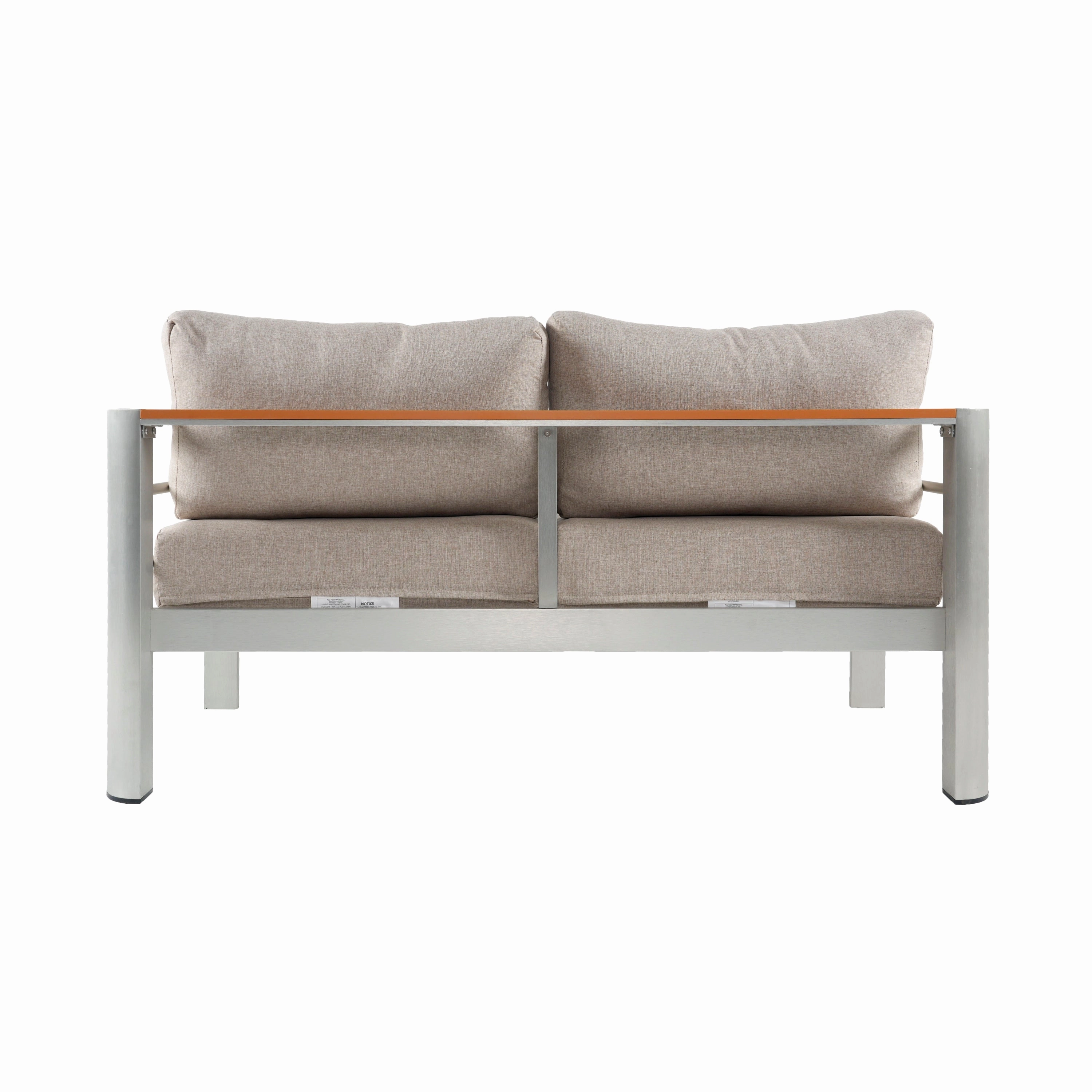 Jorsans Aluminum Outdoor Patio Loveseat with Beige Cushions