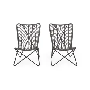 Juan Outdoor Wicker Accent Chairs, Set of 2 patio chairs, outdoor seating