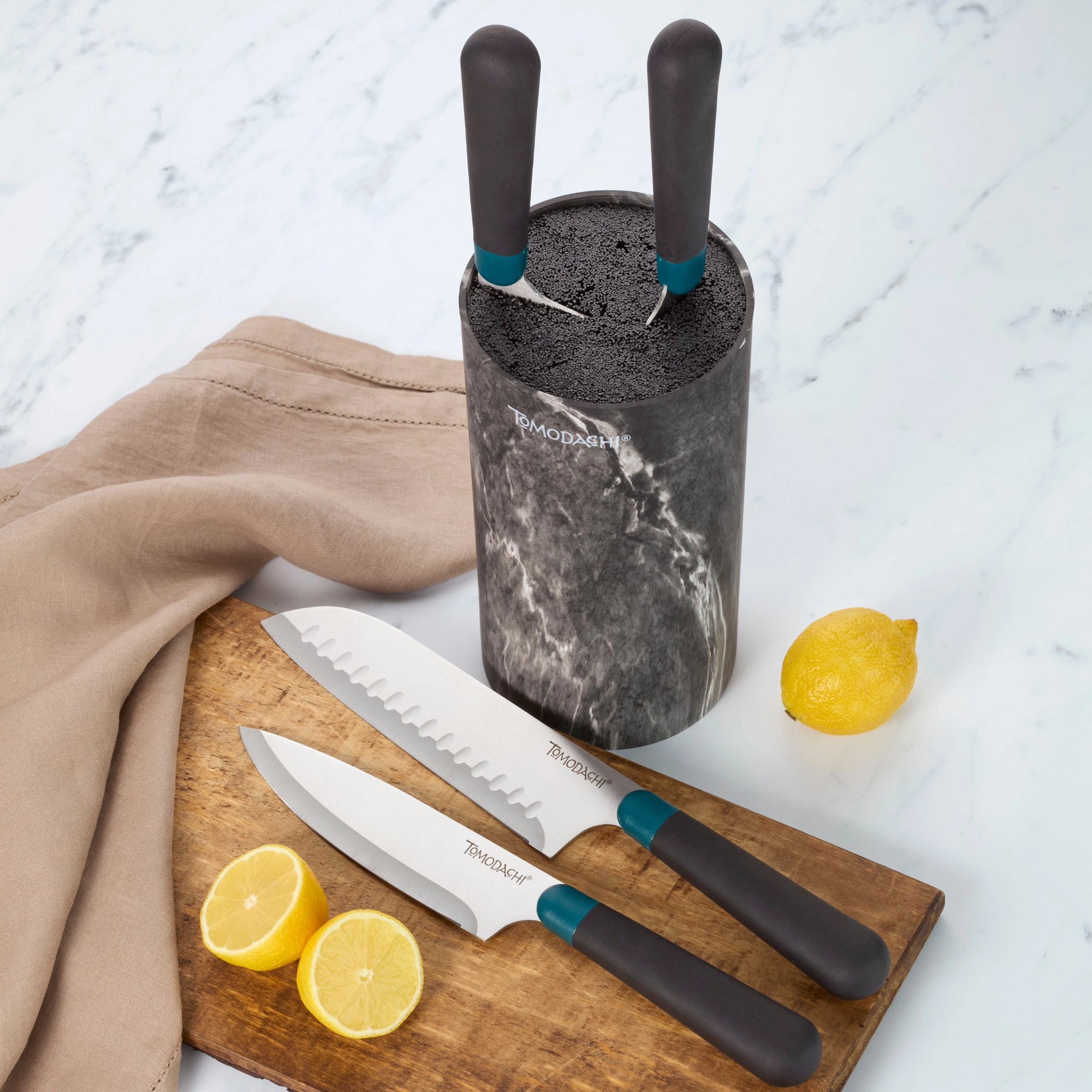 Keen Black Marble 5 Piece Cutlery Bristle Block Set
