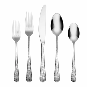 Keene Mirror Hammered 20 Piece Flatware Set