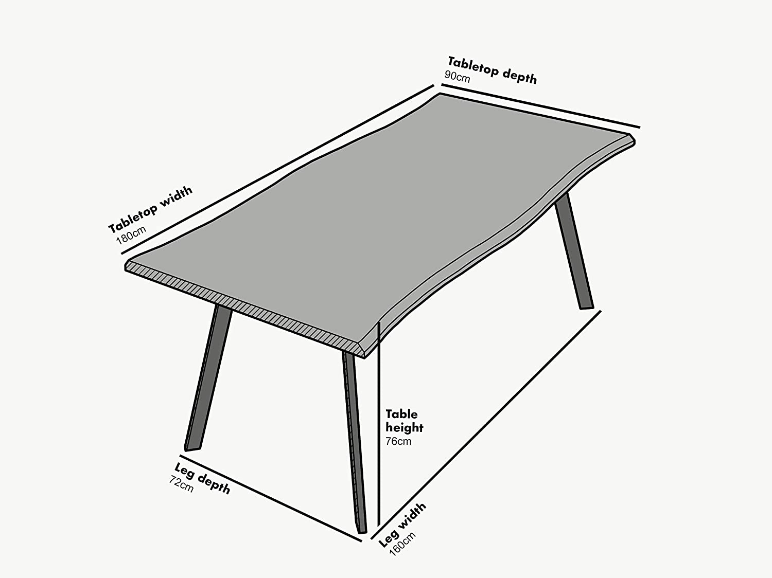 Kenora Wood Effect 180 cm Dining Table with Curved Edges 6 Seater