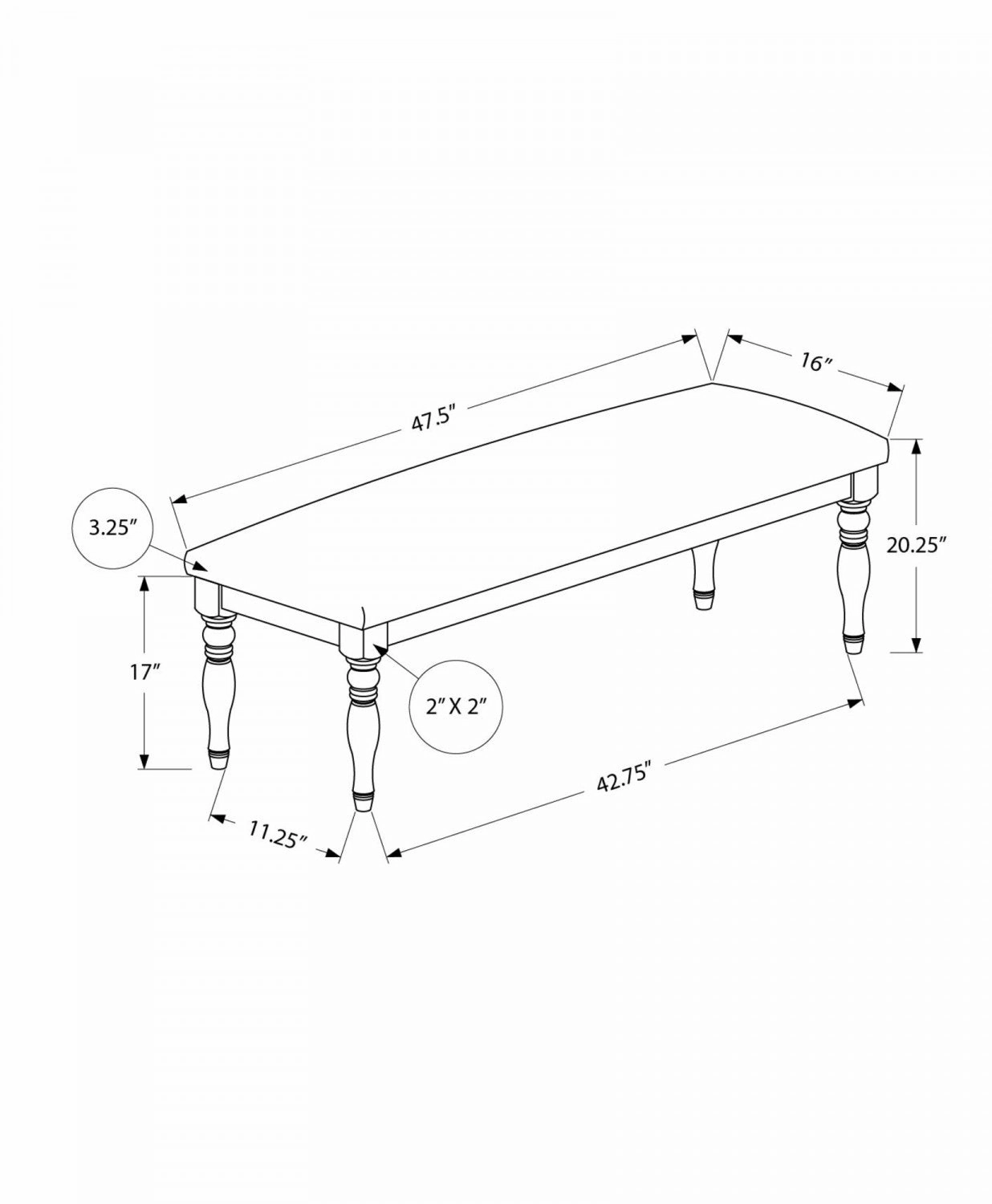 Kesta Bench - Antique Grey