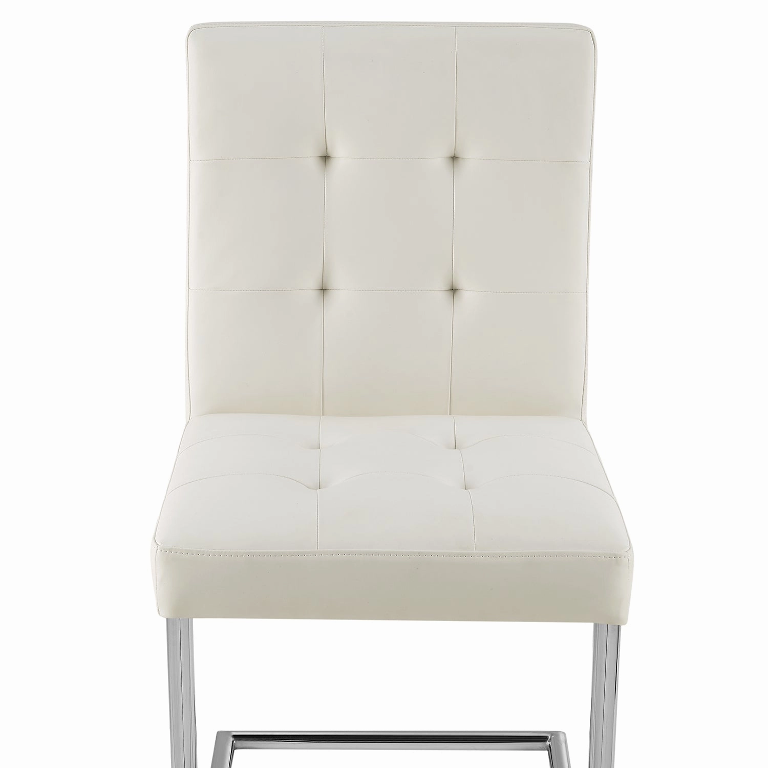 Keyston Set of 2 Cream White PU Leather Upholstered Dining Chairs with Chrome Legs