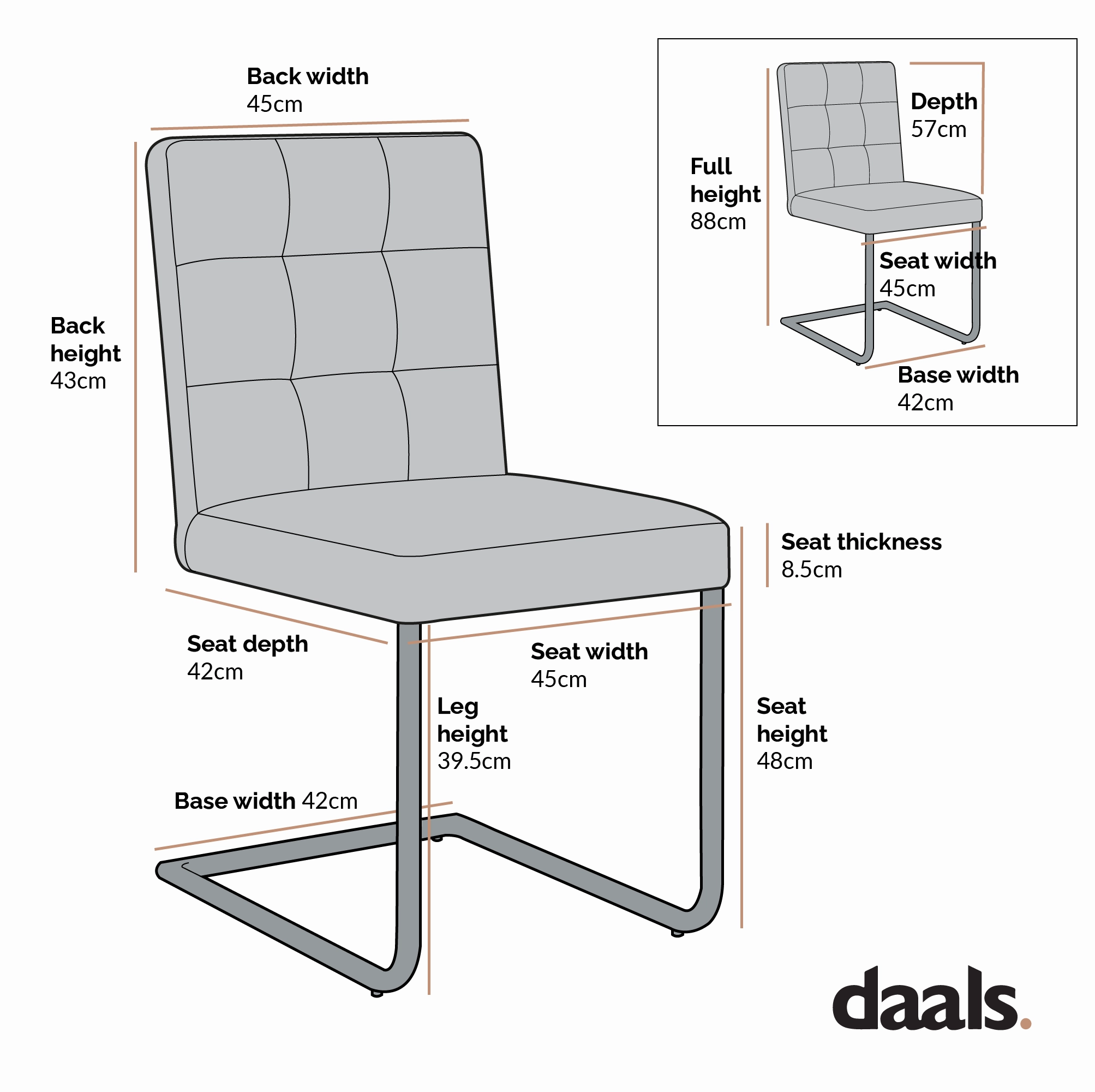 Keyston Set of 2 Cream White PU Leather Upholstered Dining Chairs with Chrome Legs