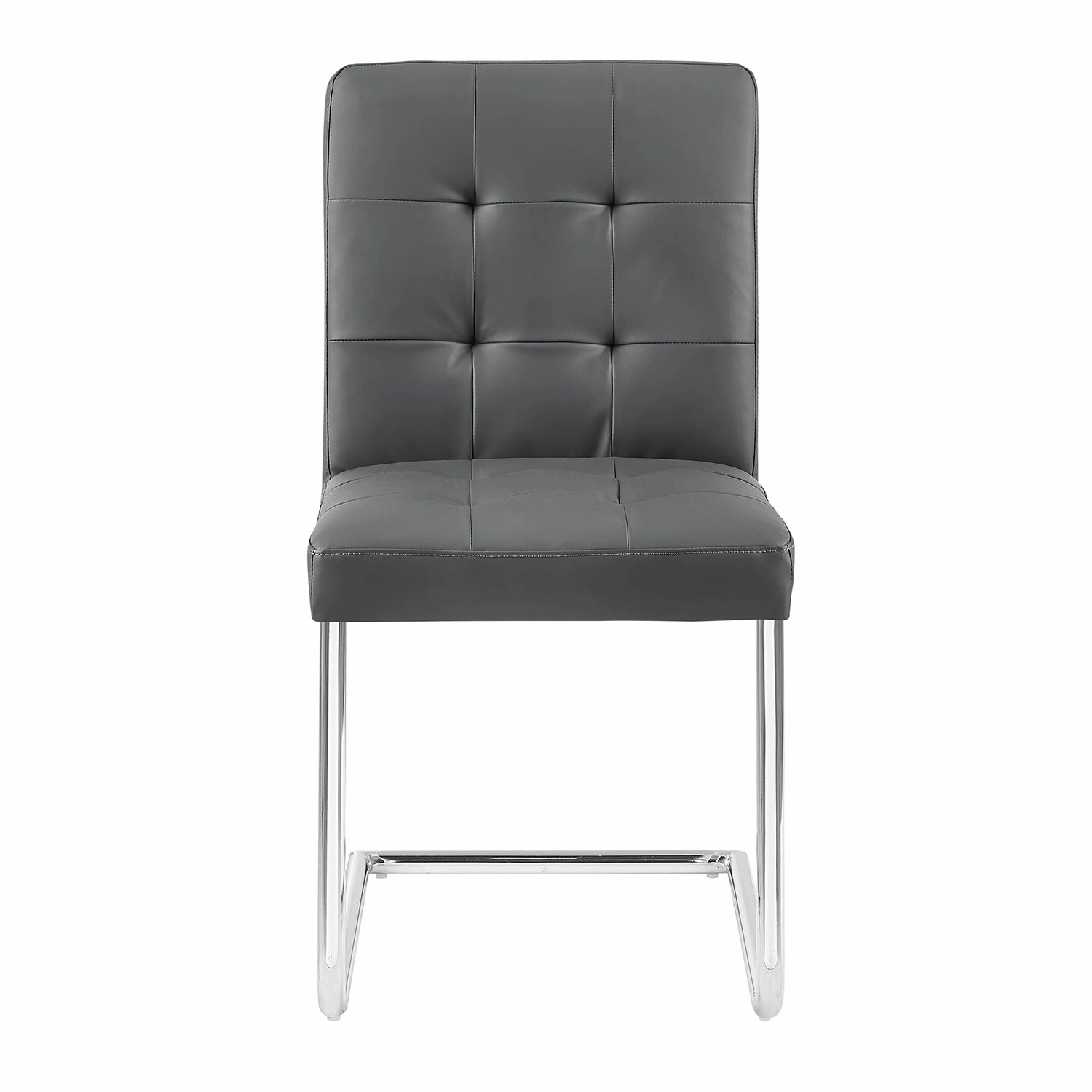 Keyston Set of 2 Dark Grey PU Leather Upholstered Dining Chairs with Chrome Legs