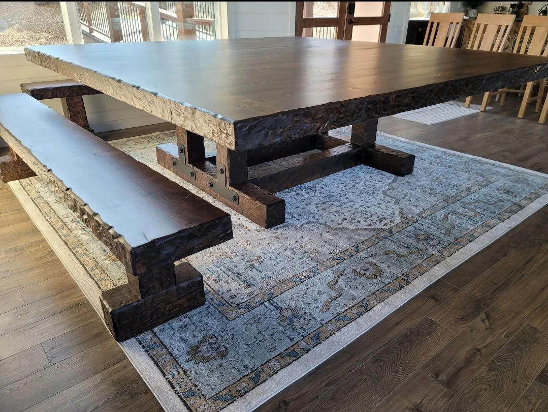 Knotty Alder Rustic Square Dining / Conference Table