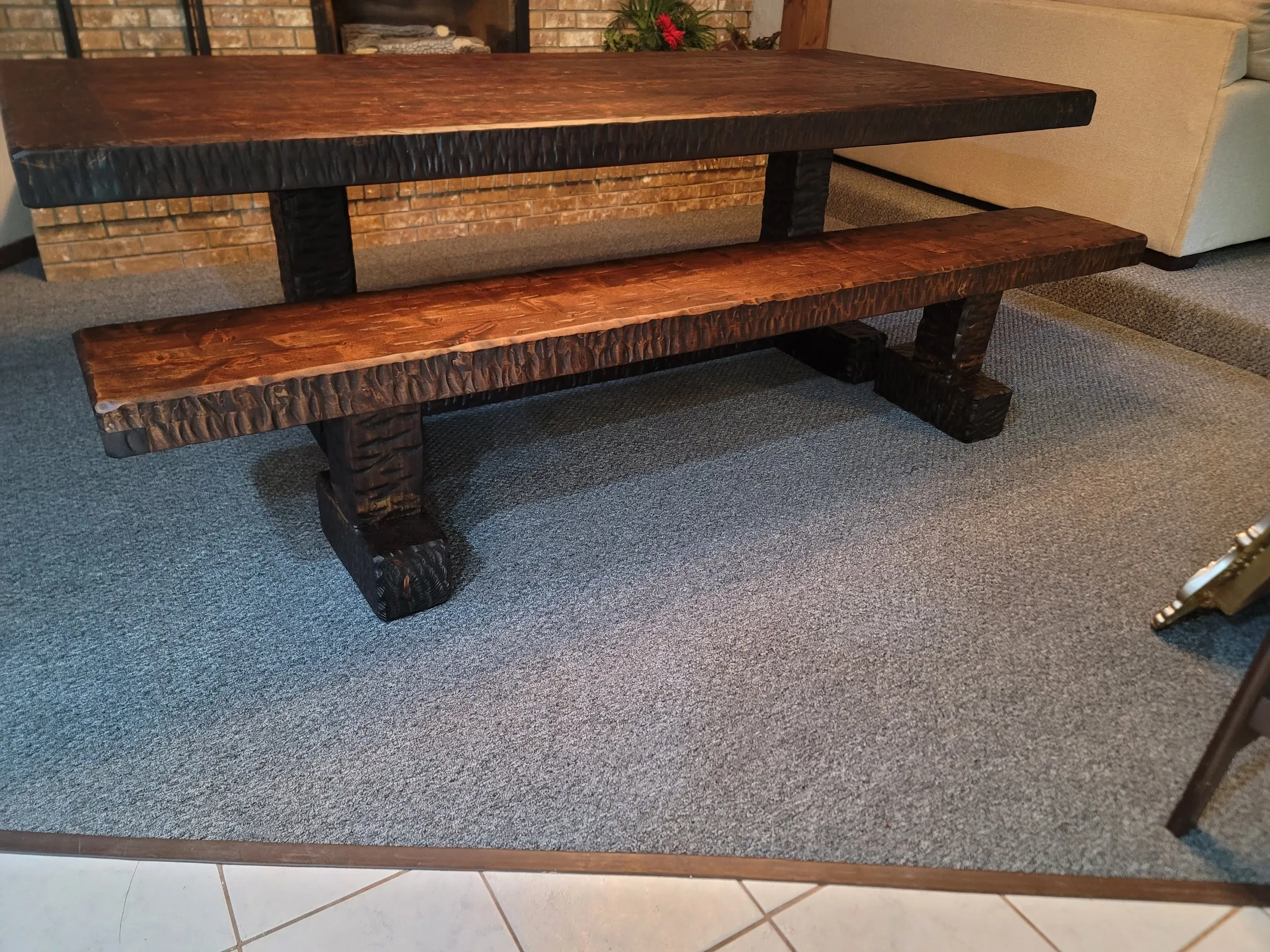 Knotty Alder Wood Rustic Dining Bench