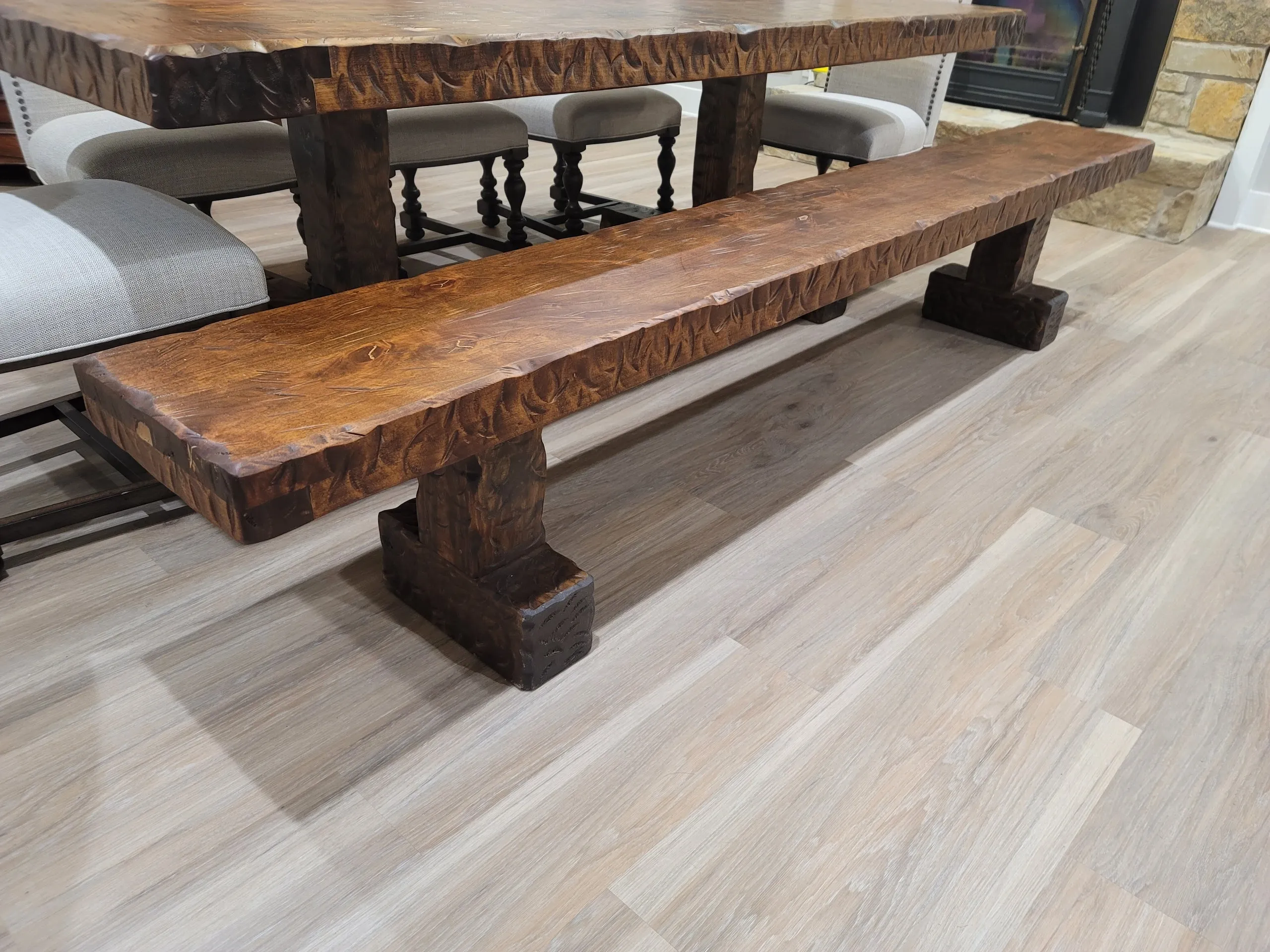 Knotty Alder Wood Rustic Dining Bench