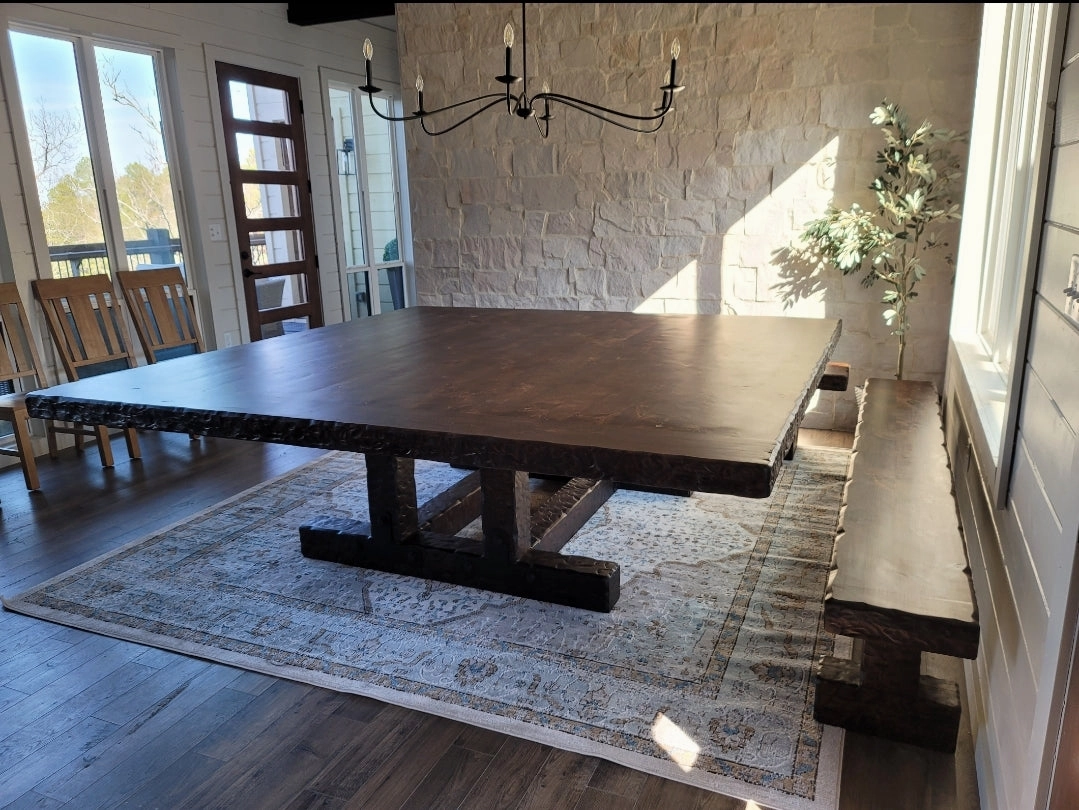 Knotty Alder Rustic Square Dining / Conference Table