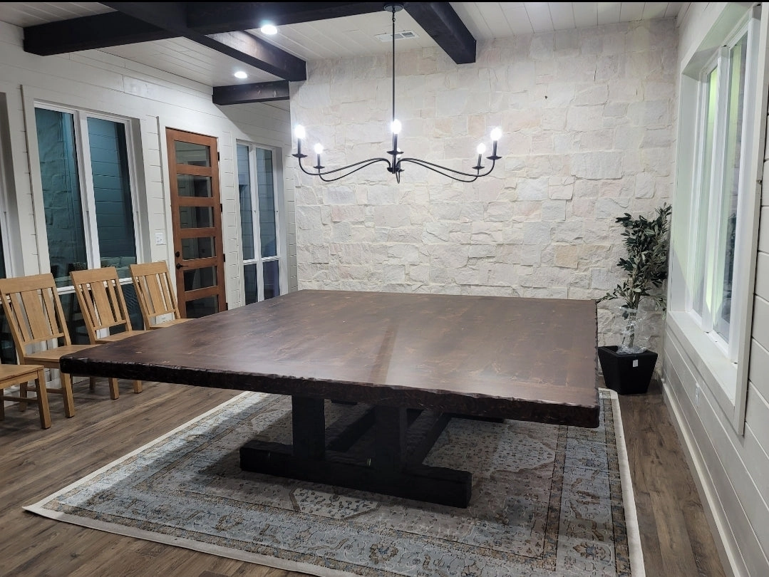 Knotty Alder Rustic Square Dining / Conference Table