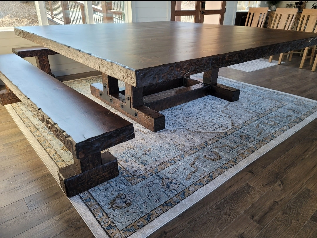 Knotty Alder Rustic Square Dining / Conference Table