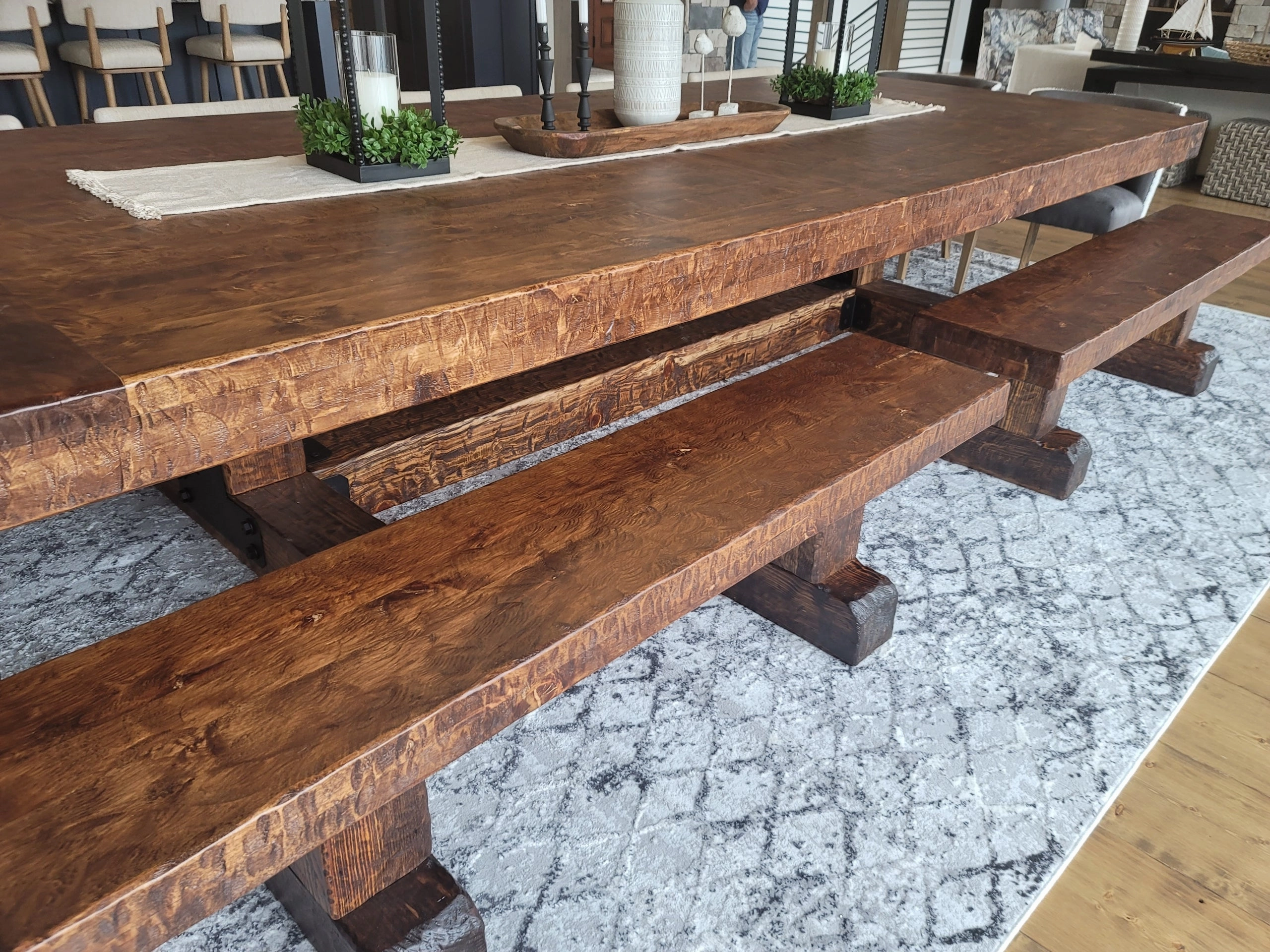 Knotty Alder Wood Rustic Dining Bench