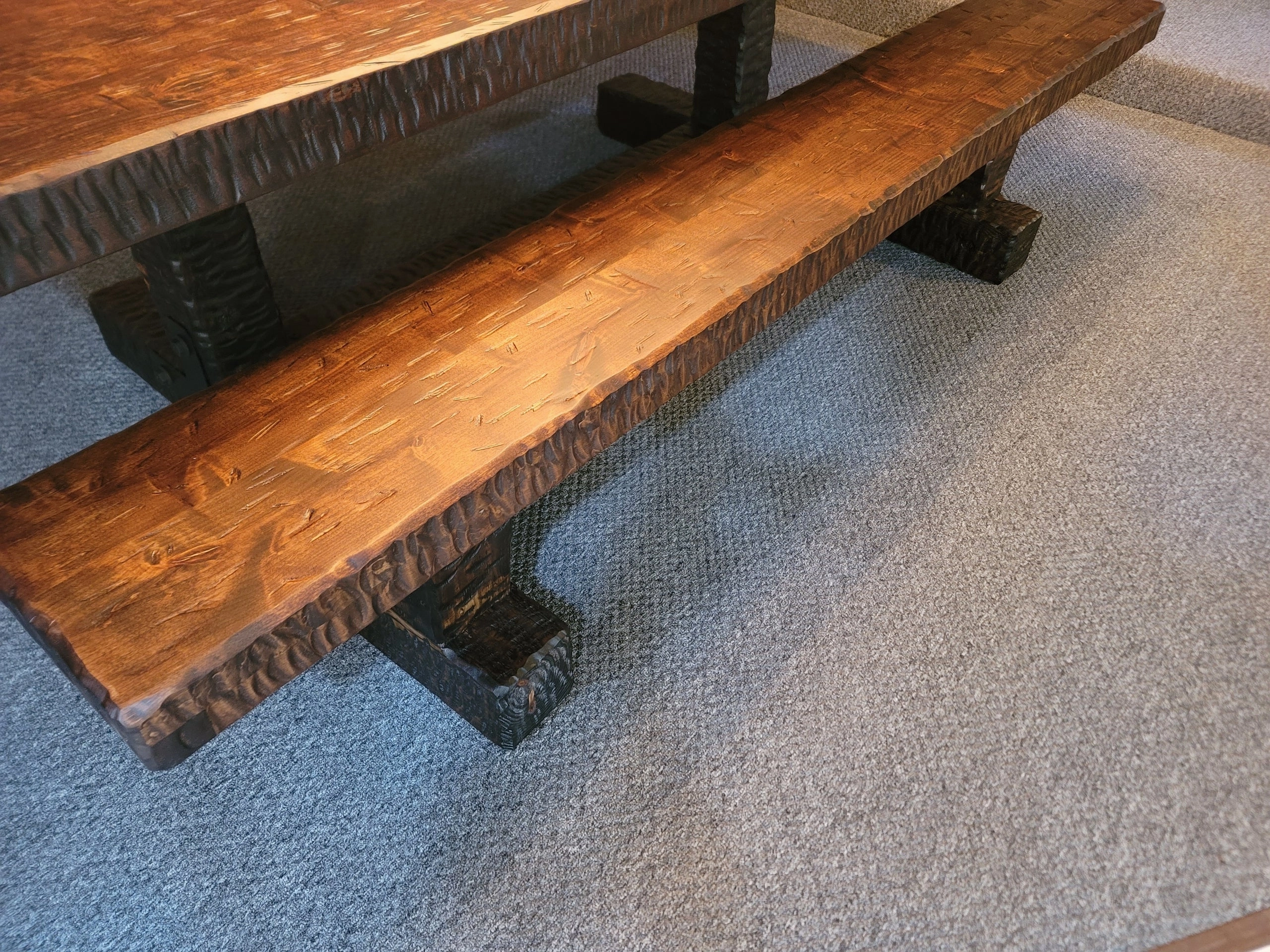 Knotty Alder Wood Rustic Dining Bench