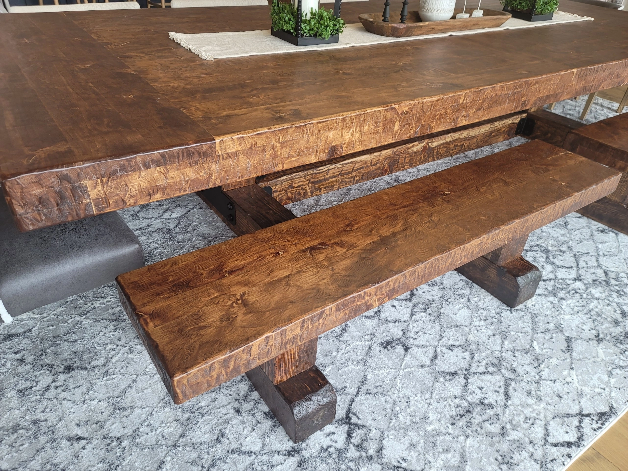 Knotty Alder Wood Rustic Dining Bench