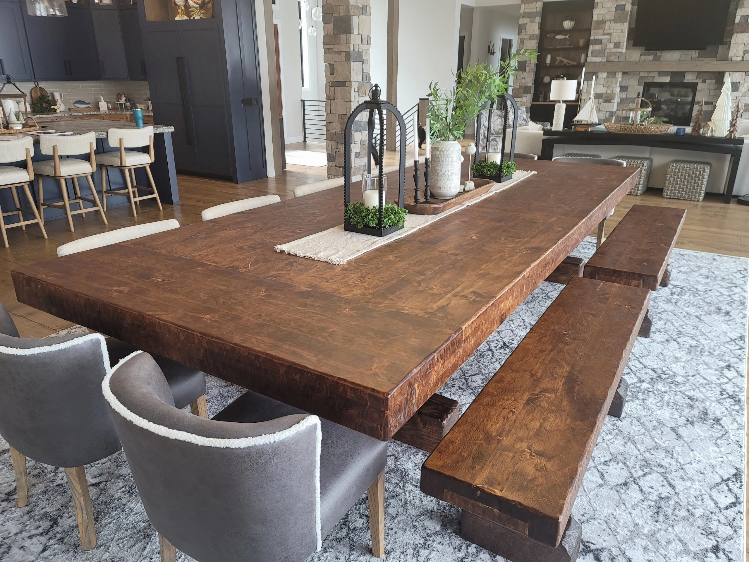 Knotty Alder Wood Rustic Dining Bench