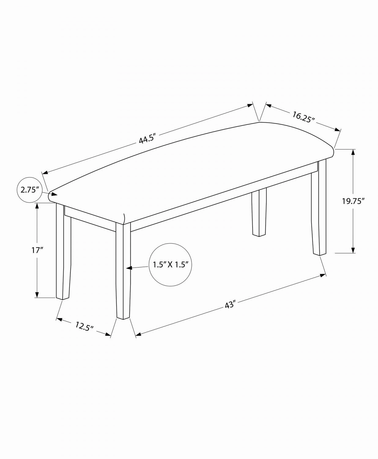 Kruz Bench - Walnut Brown