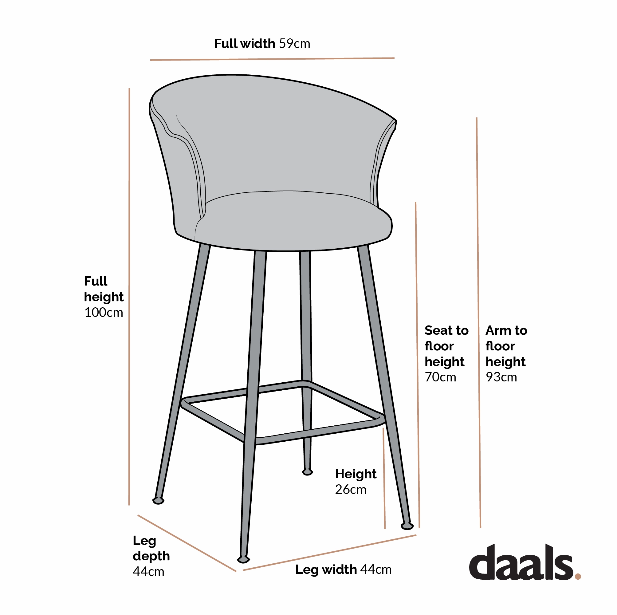Kylie Set of 2 Orange Velvet Bar Stools