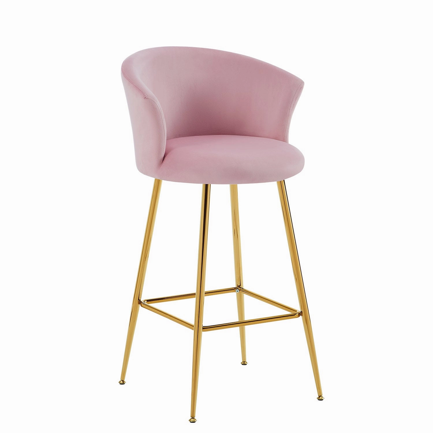 Kylie Set of 2 Pink Velvet Bar Stools