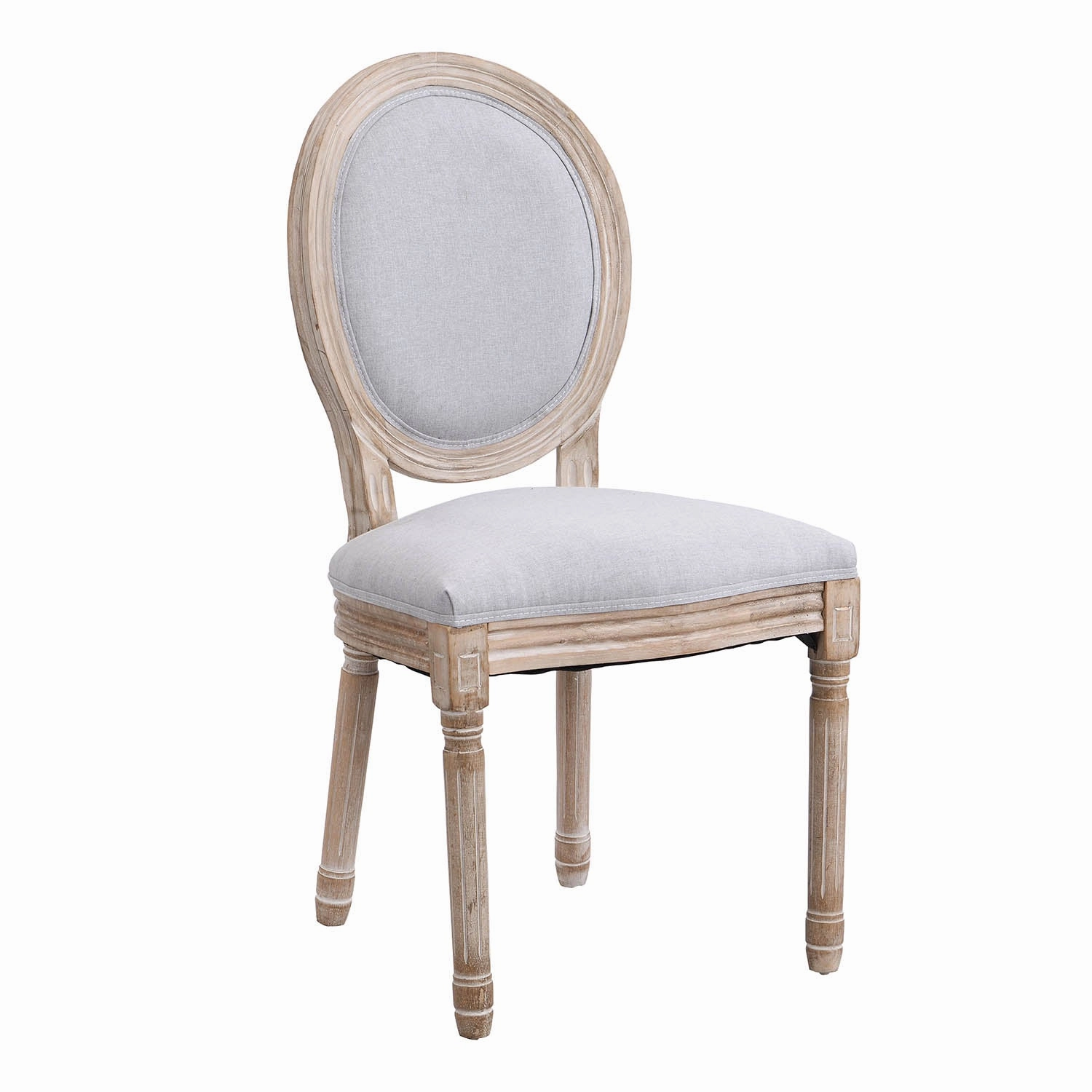 Lainston Set of 2 Classic Limewashed Wooden Dining Chairs, Grey
