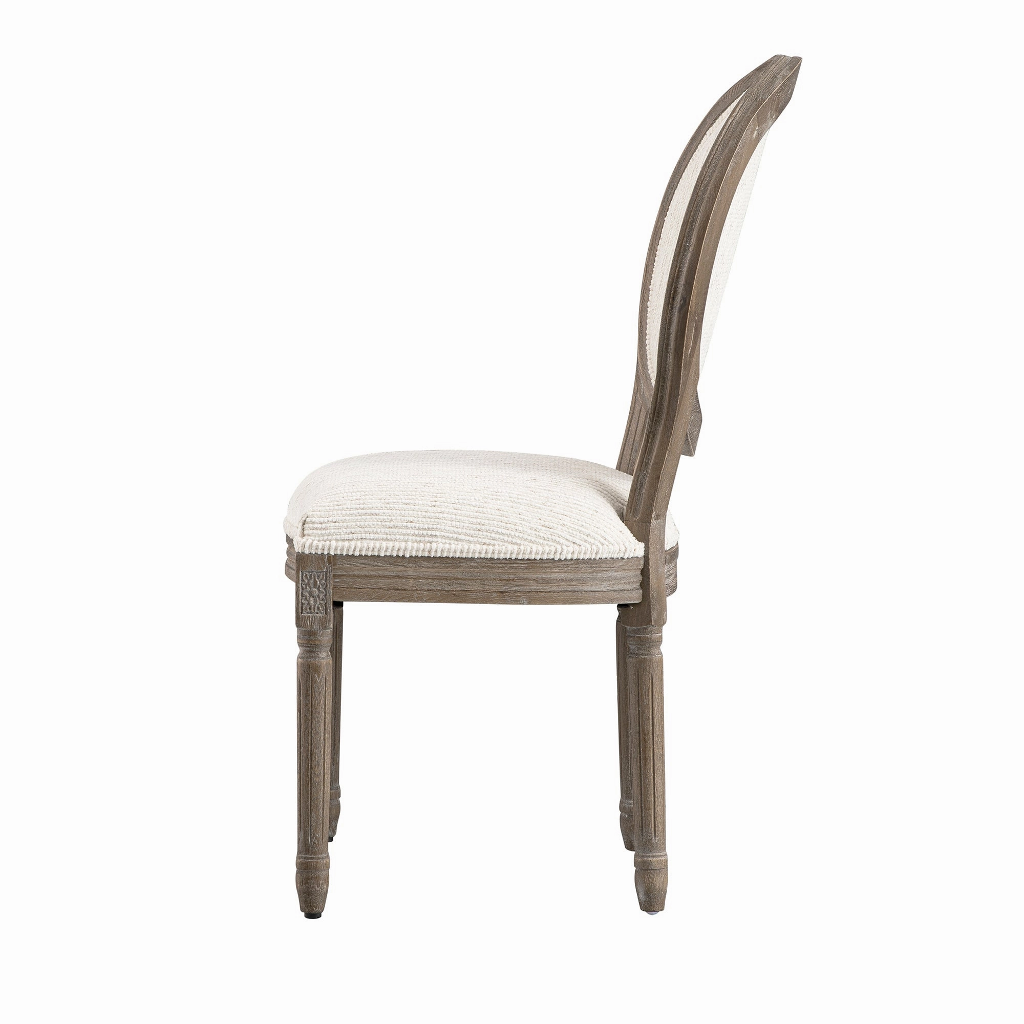 Lainston Set of 2 Classic Weathered Oak Dining Chairs, Beige Textured Fabric
