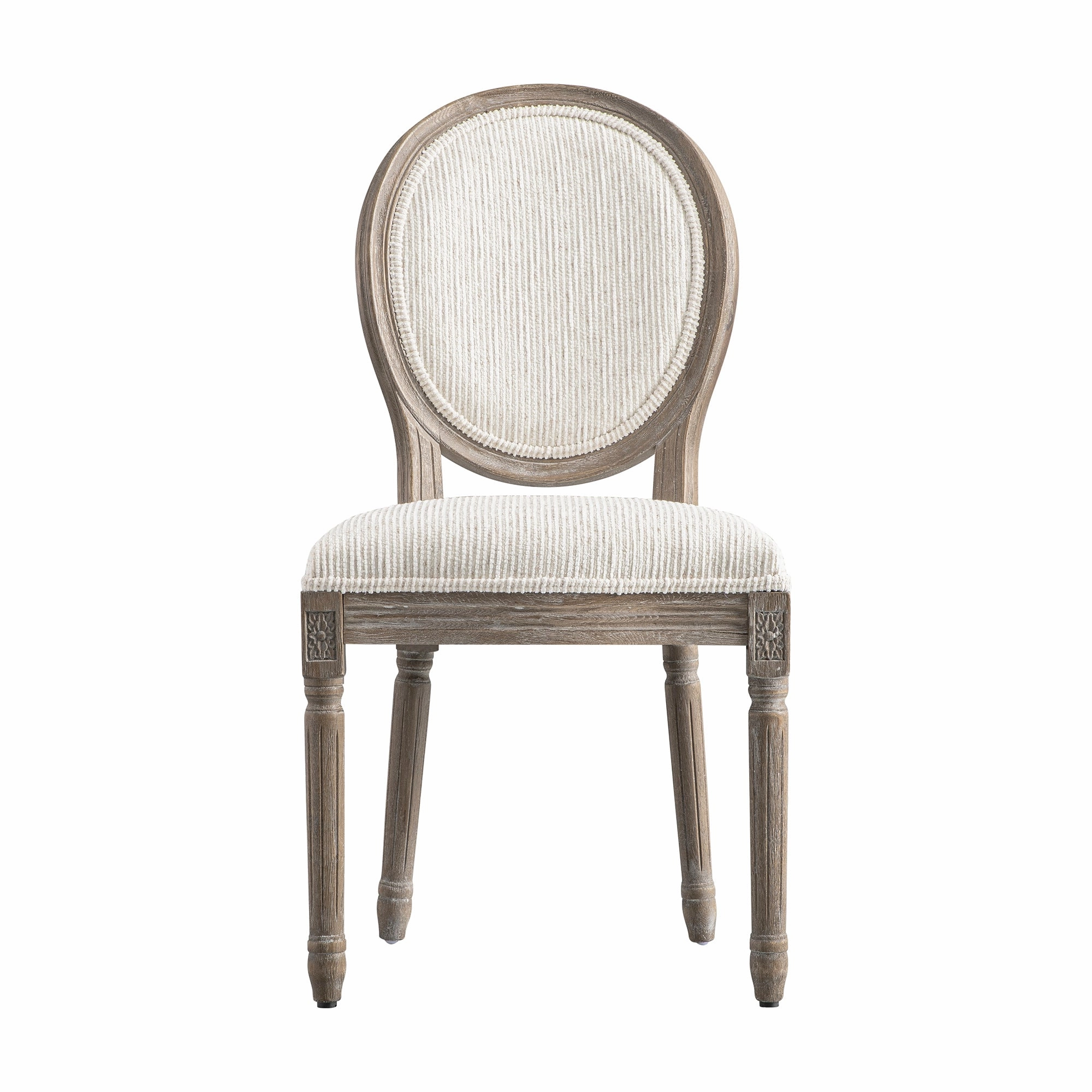 Lainston Set of 2 Classic Weathered Oak Dining Chairs, Beige Textured Fabric