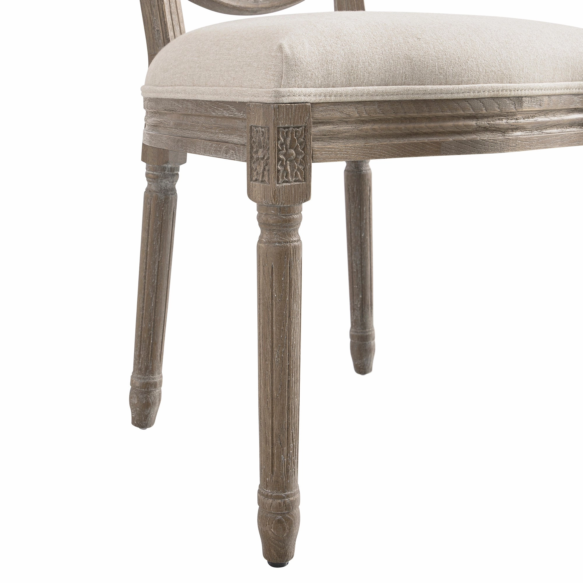 Lainston Set of 2 Classic Weathered Oak Dining Chairs, Oatmeal Brushed Fabric