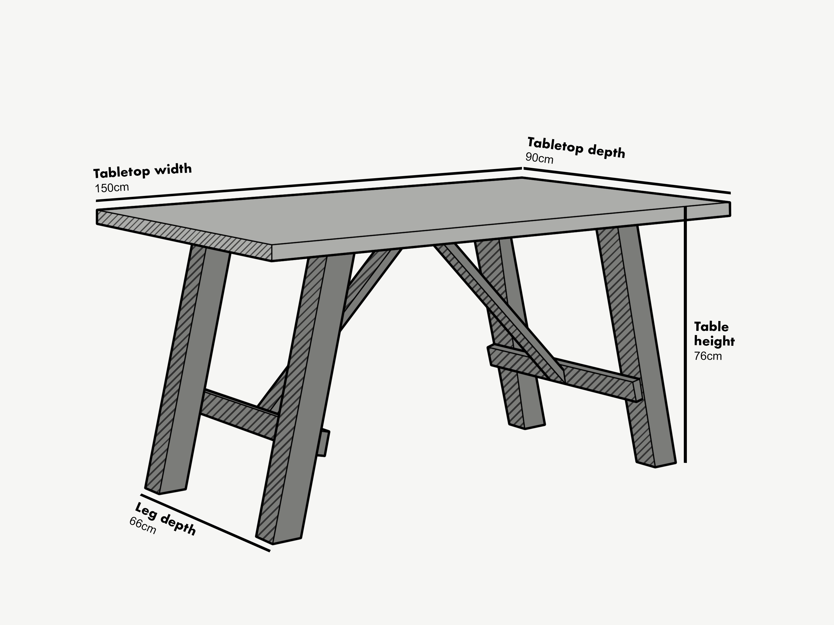 Lambeth Concrete effect 150cm Dining Table