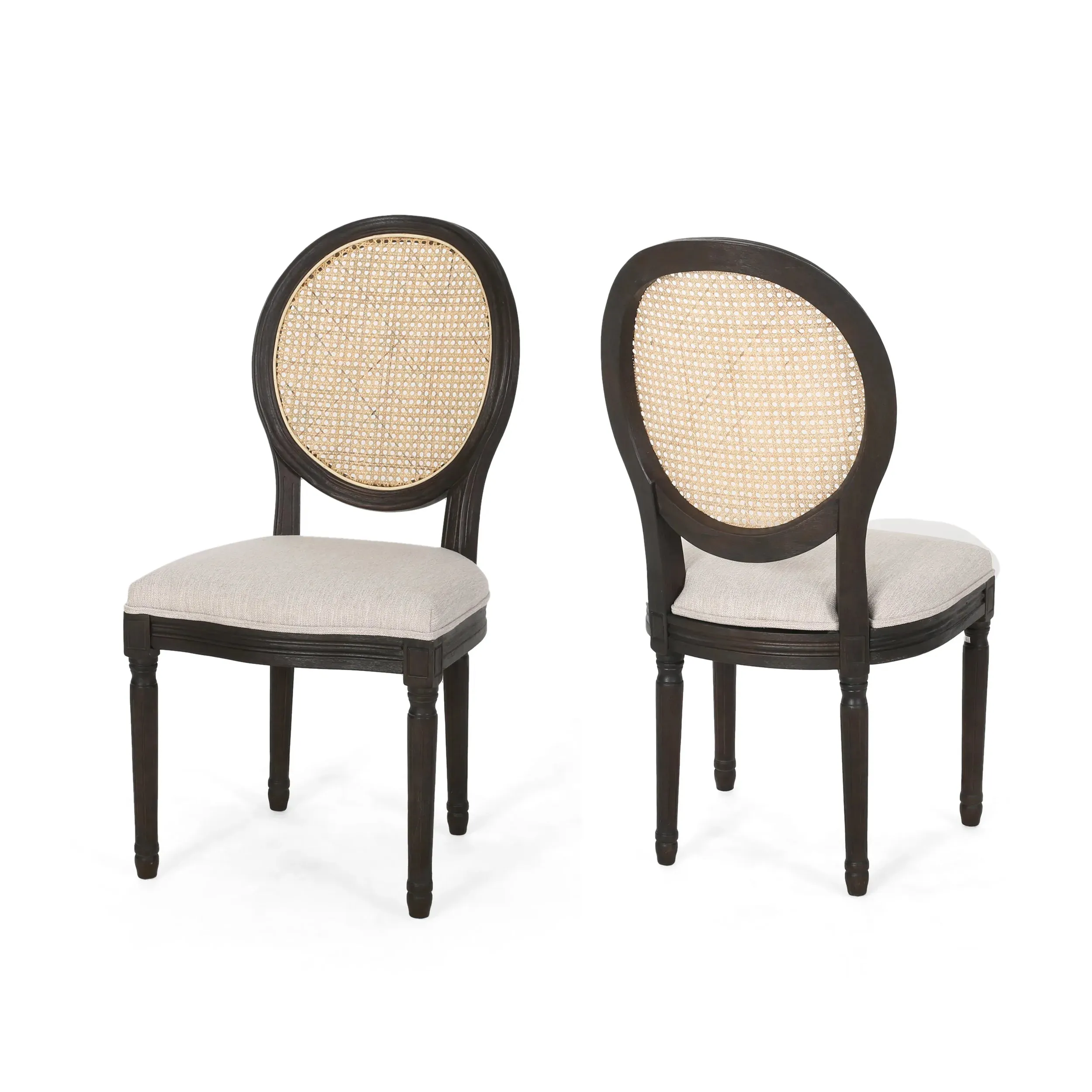 Laney French Style Oval Cane Back Dining Chairs (Set of 2) dining table set, 6-piece dining set