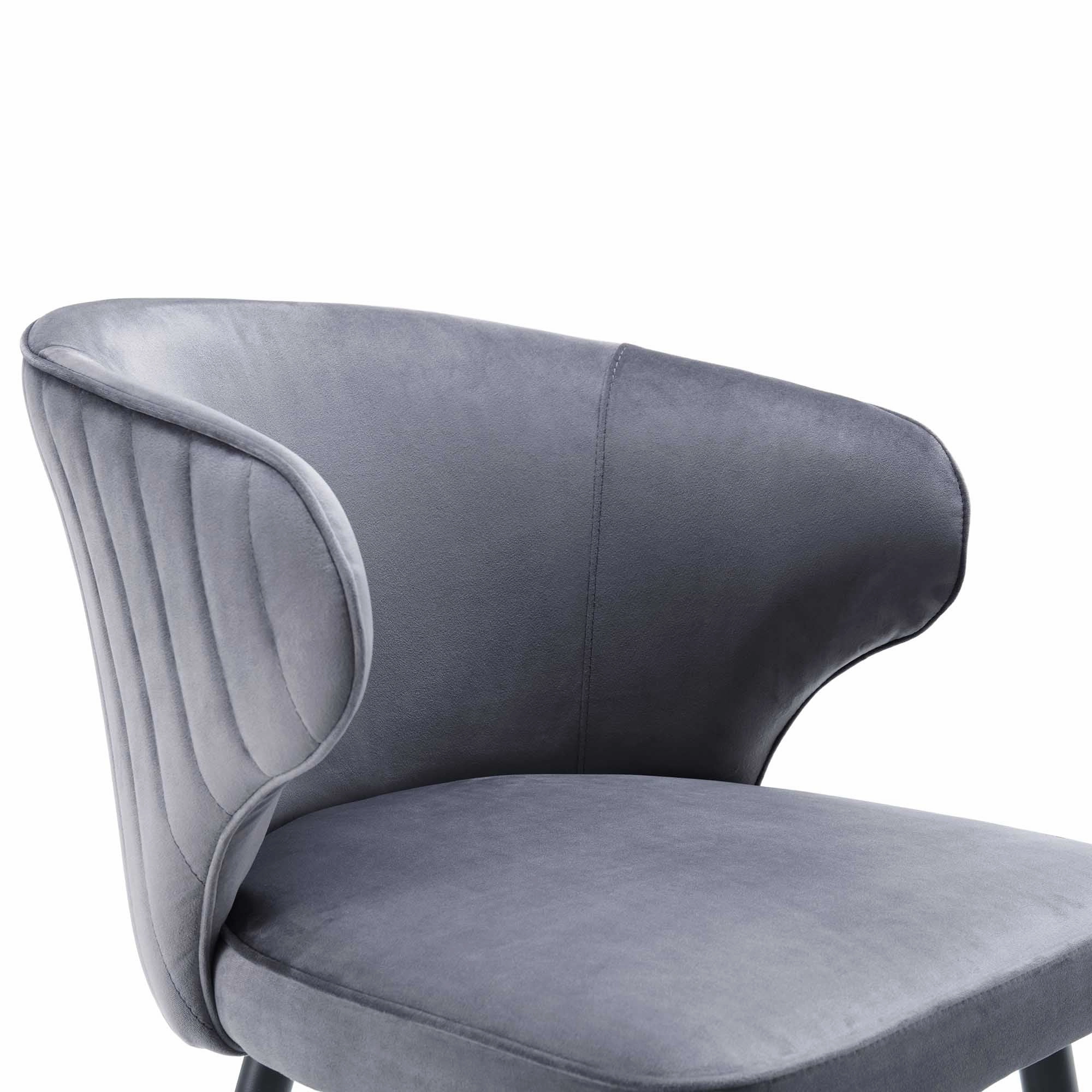 Langham Set of 2 Grey Velvet Upholstered Carver Dining Chairs