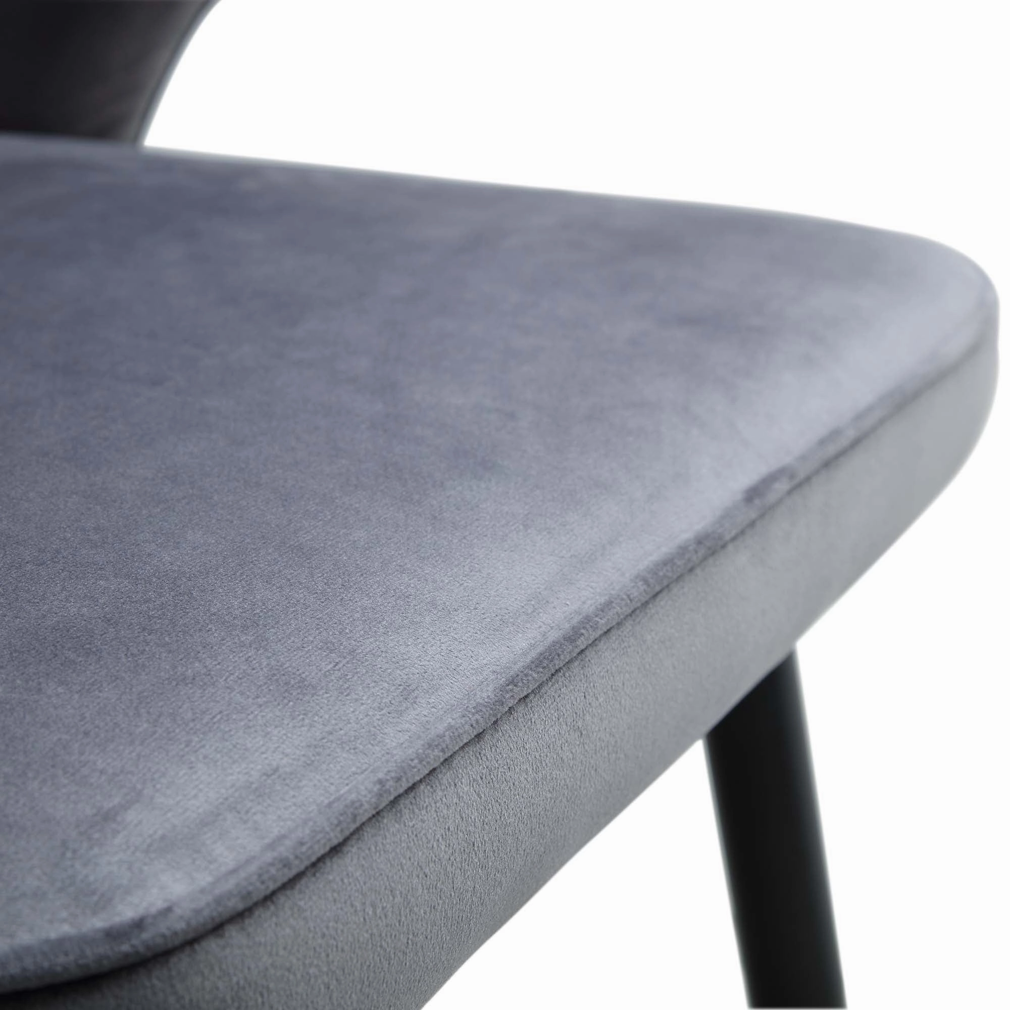 Langham Set of 2 Grey Velvet Upholstered Carver Dining Chairs