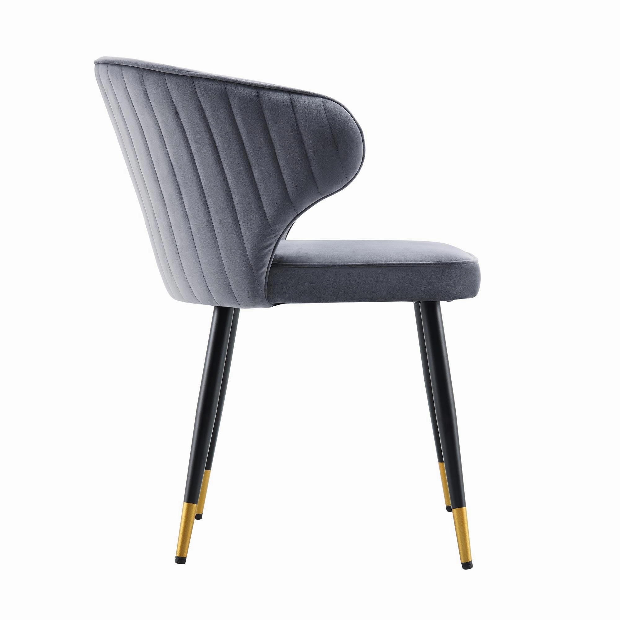Langham Set of 2 Grey Velvet Upholstered Carver Dining Chairs