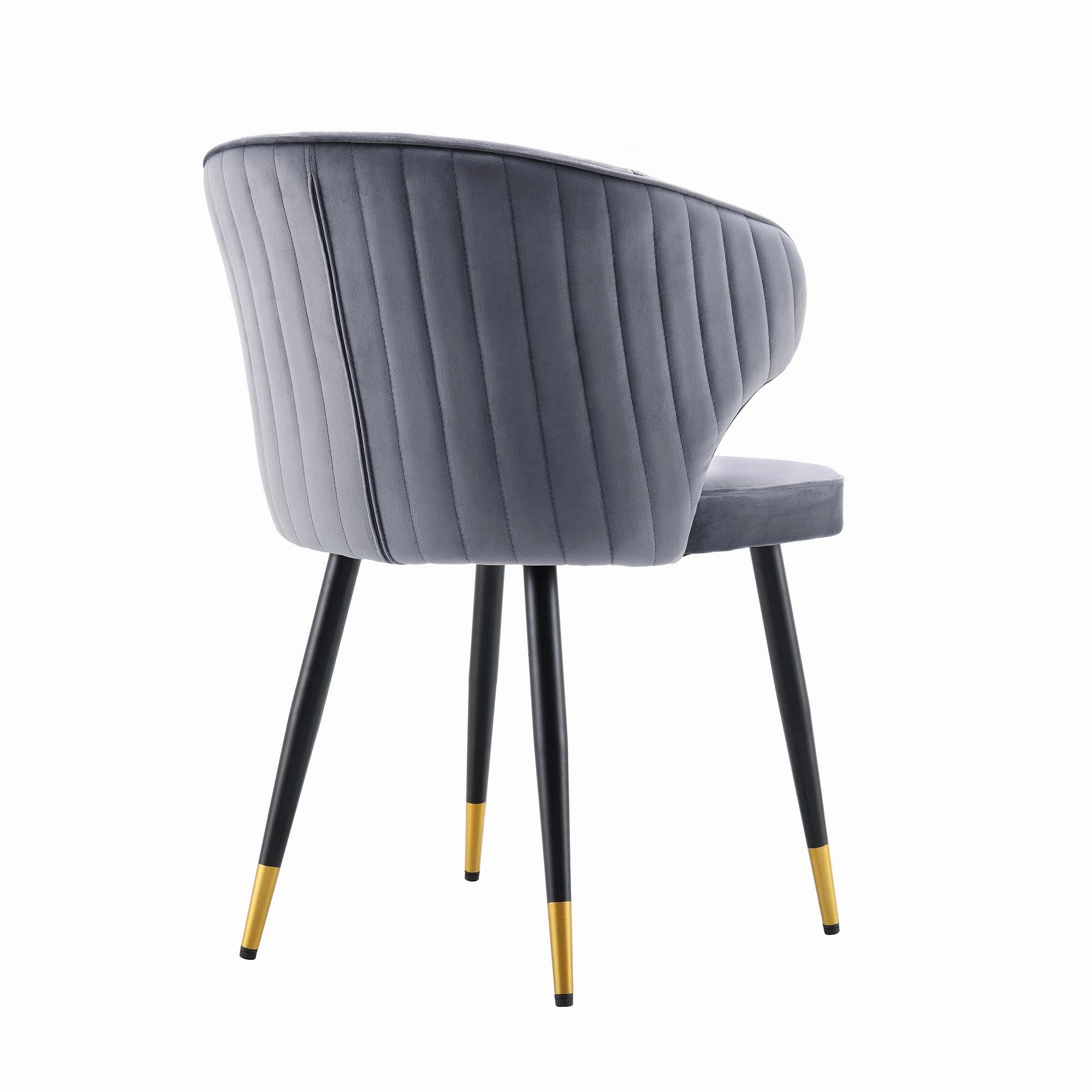 Langham Set of 2 Grey Velvet Upholstered Carver Dining Chairs
